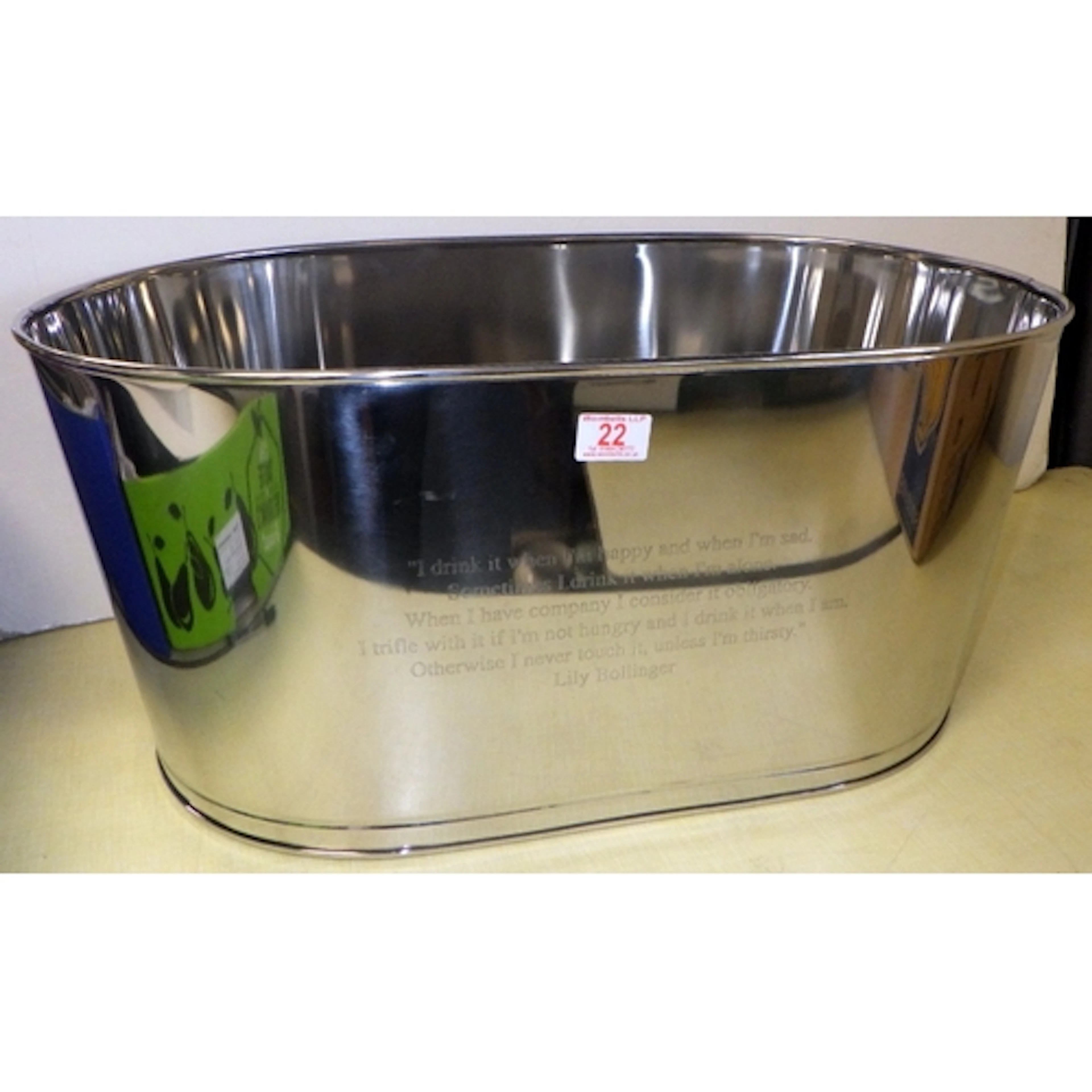 A large Champagne / wine ice bath, 65cm wide 30cm tall