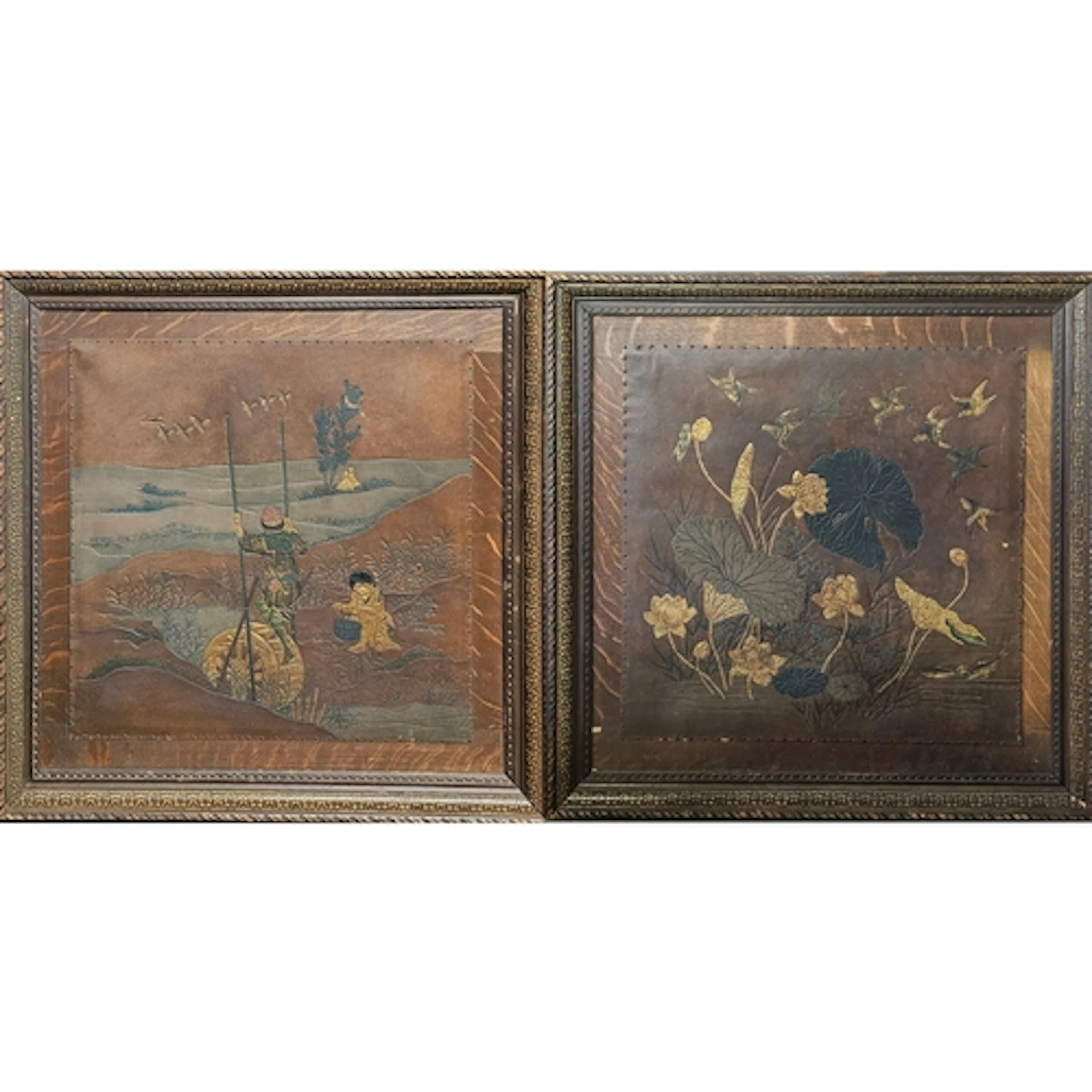 LIBERTY & CO., LONDON, A PAIR OF ARTS & CRAFTS PERIOD EMBOSS...