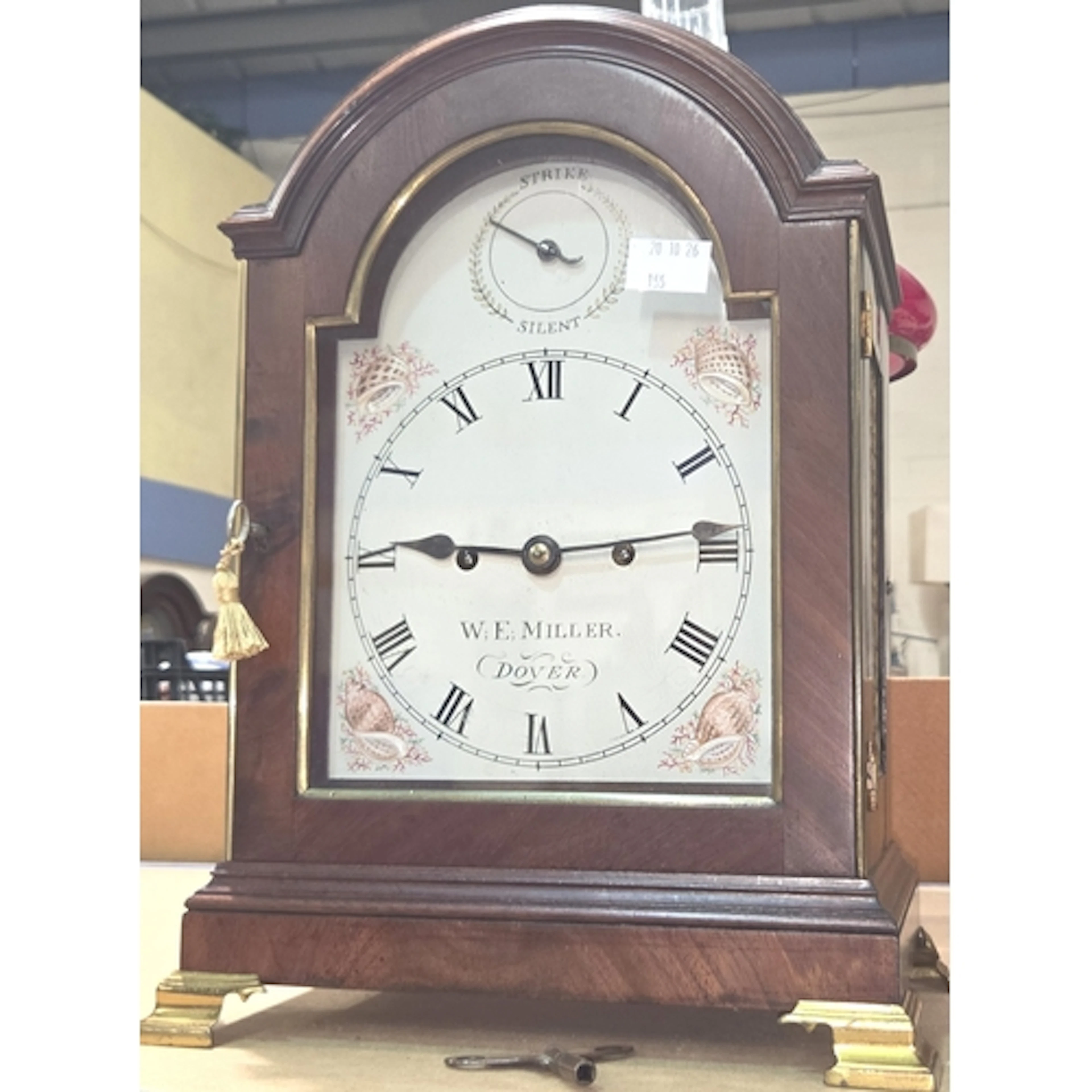 W. E. Miller Dover 19th century bracket clock, mahogany cas...