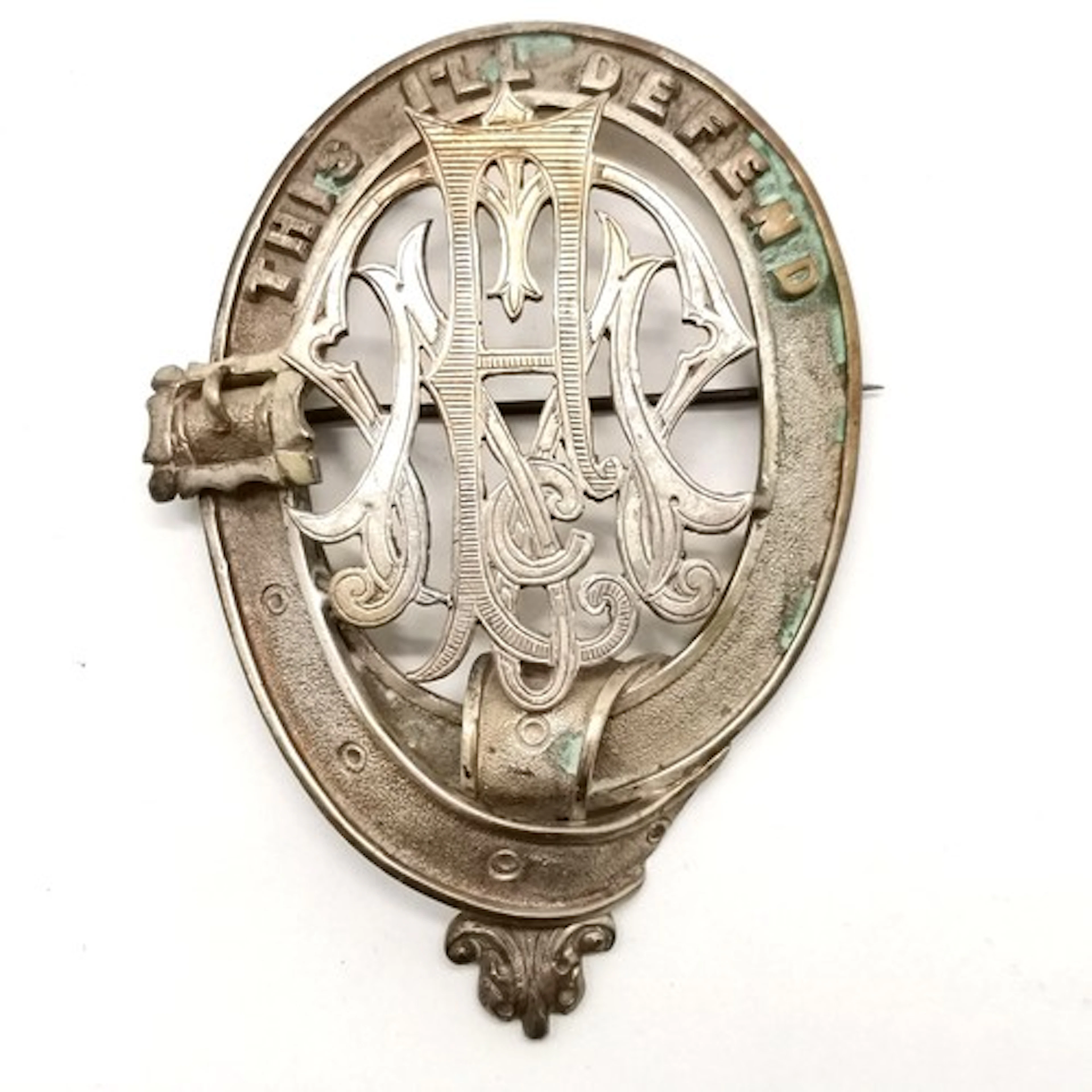 Antique Scottish clan brooch with motto 'This i'll defend' (...