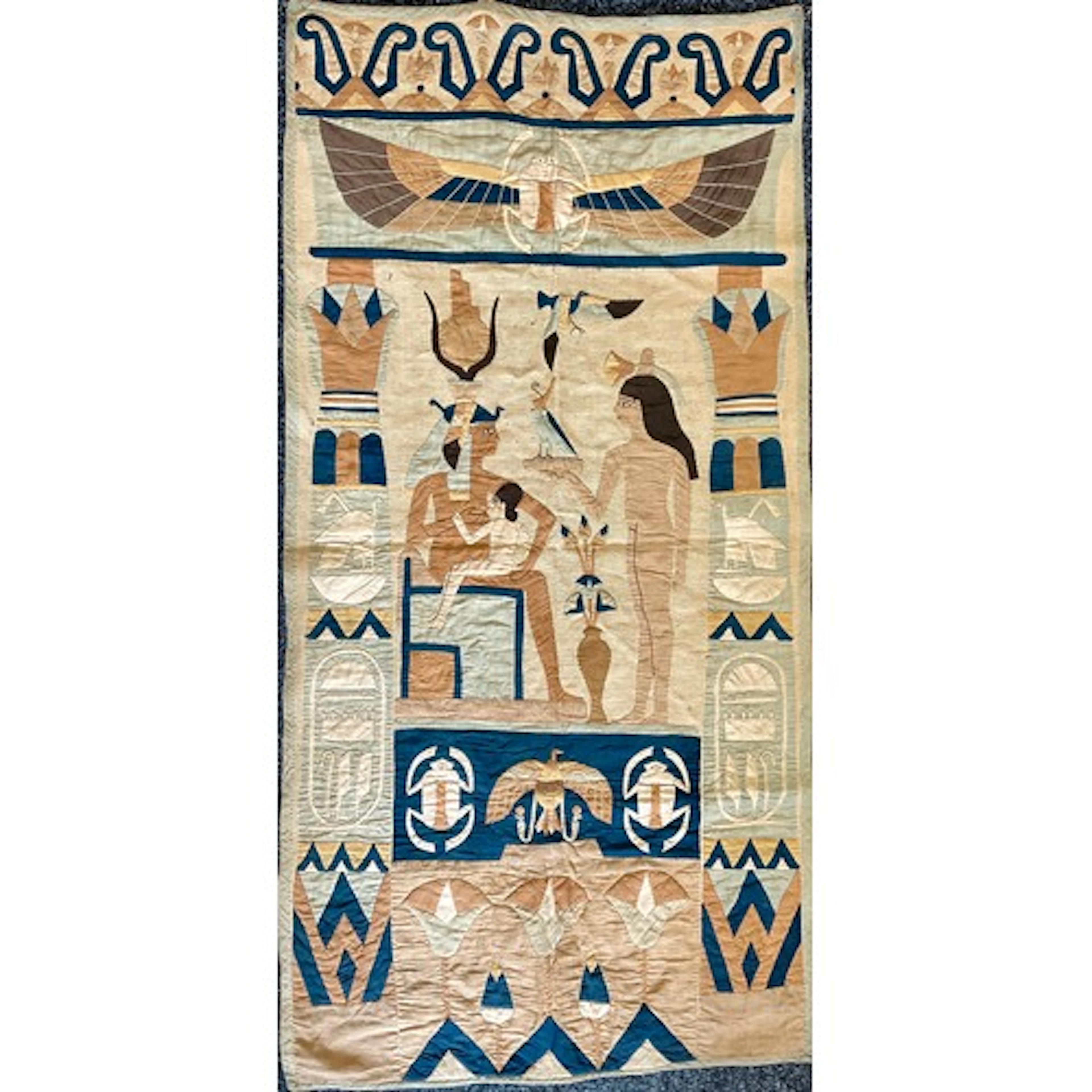 Textiles - Egyptomania - an Art Deco Egyptian Revival appliq...