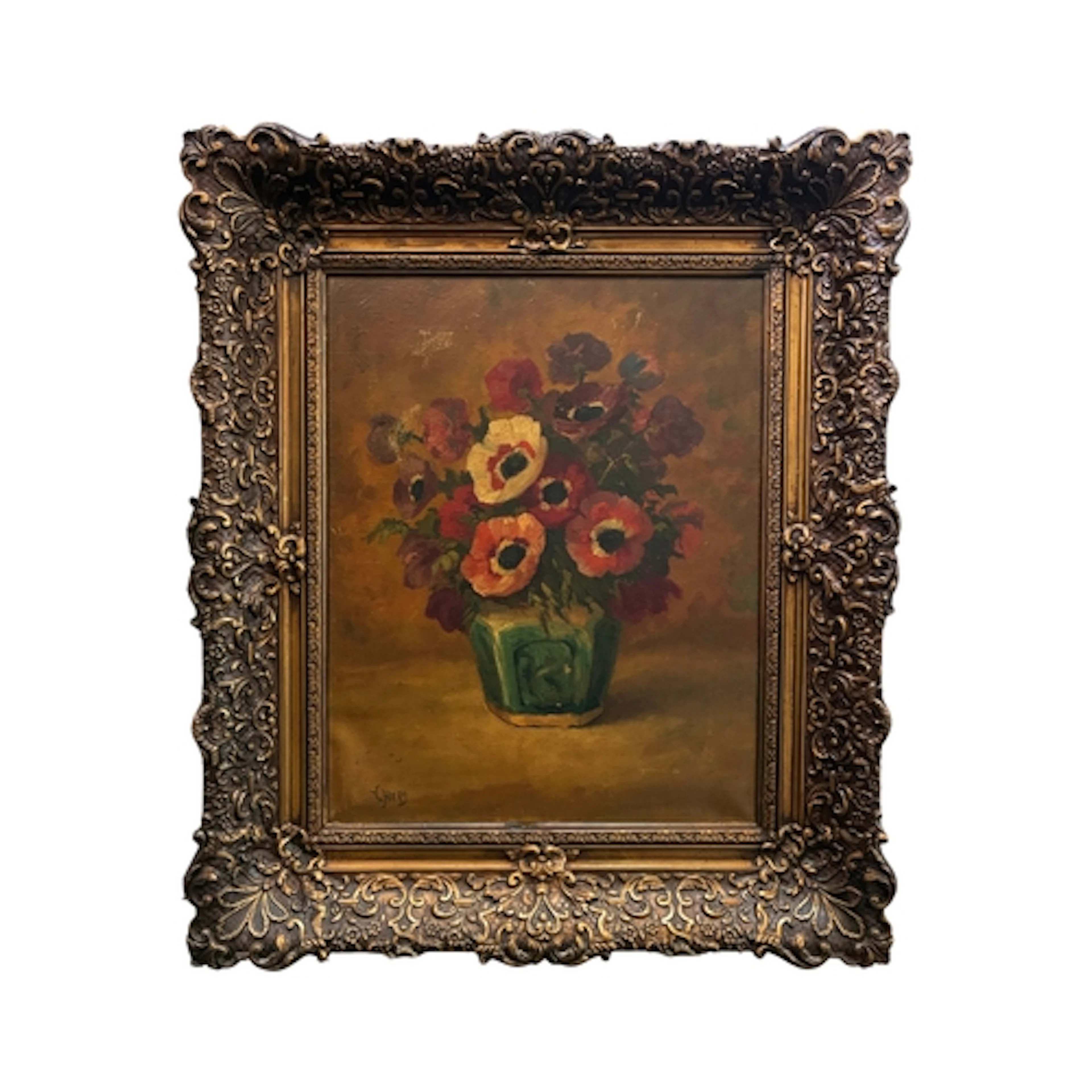 Chery (19th-20th Century) - Poppies in a Chinese Shiwan vase...