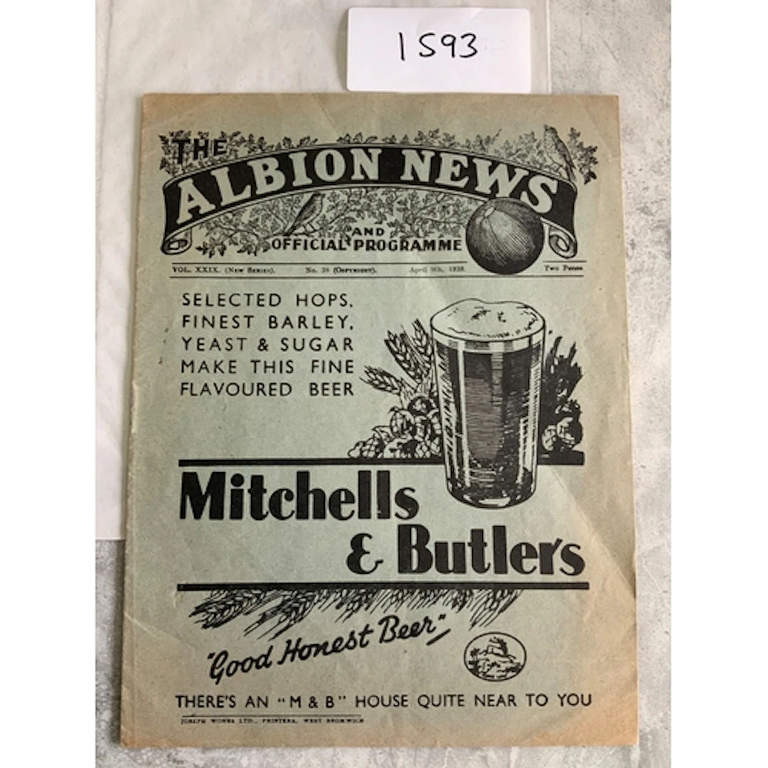 37/38 West Brom v Brentford Football Programme: Fair/good co...