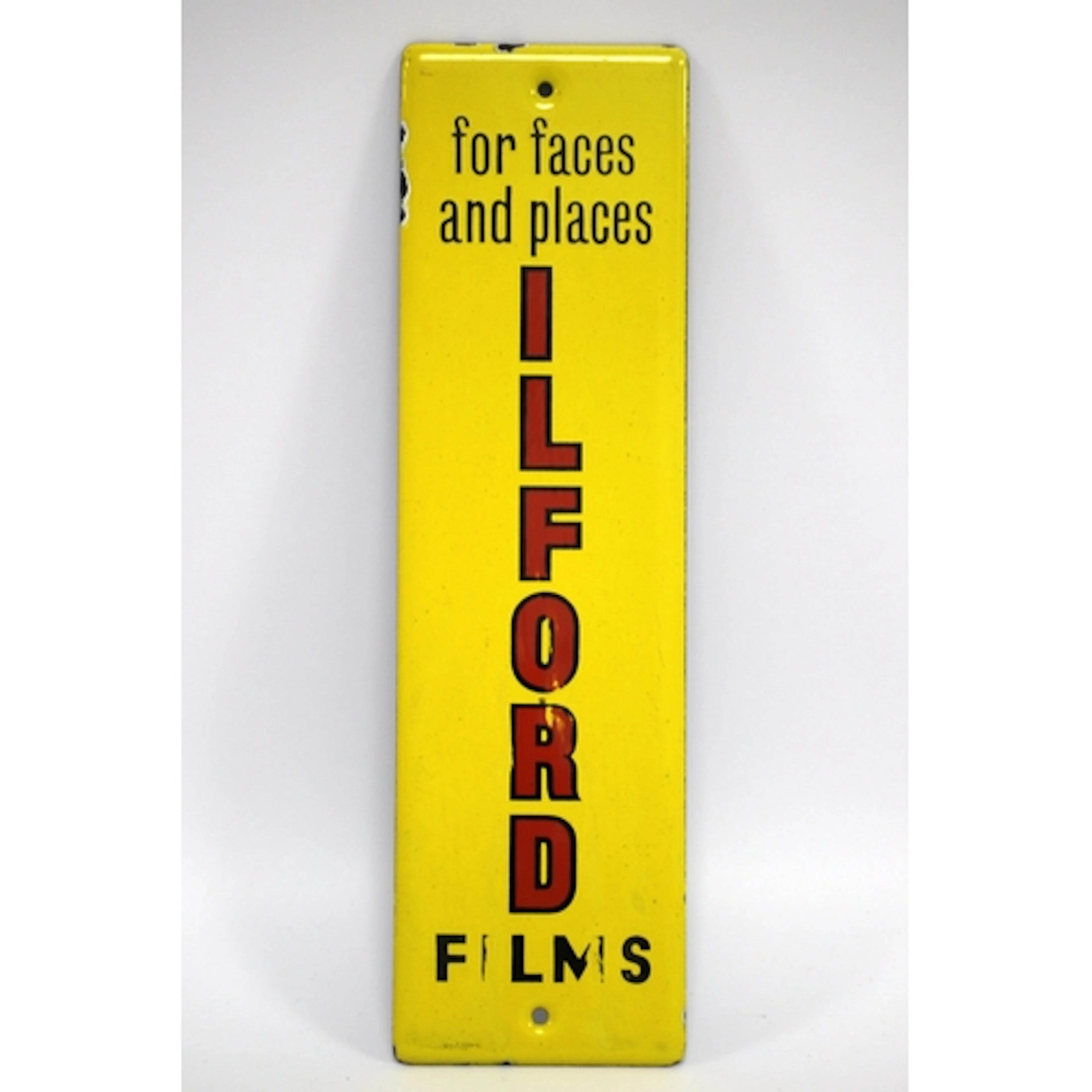 Ilford Films 'for faces and places' enamel advertising finge...