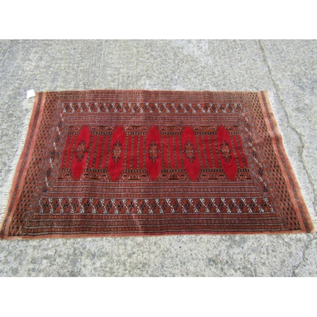 Persian Pure Wool Rug Burgundy Ground Patterned Borders Appr...
