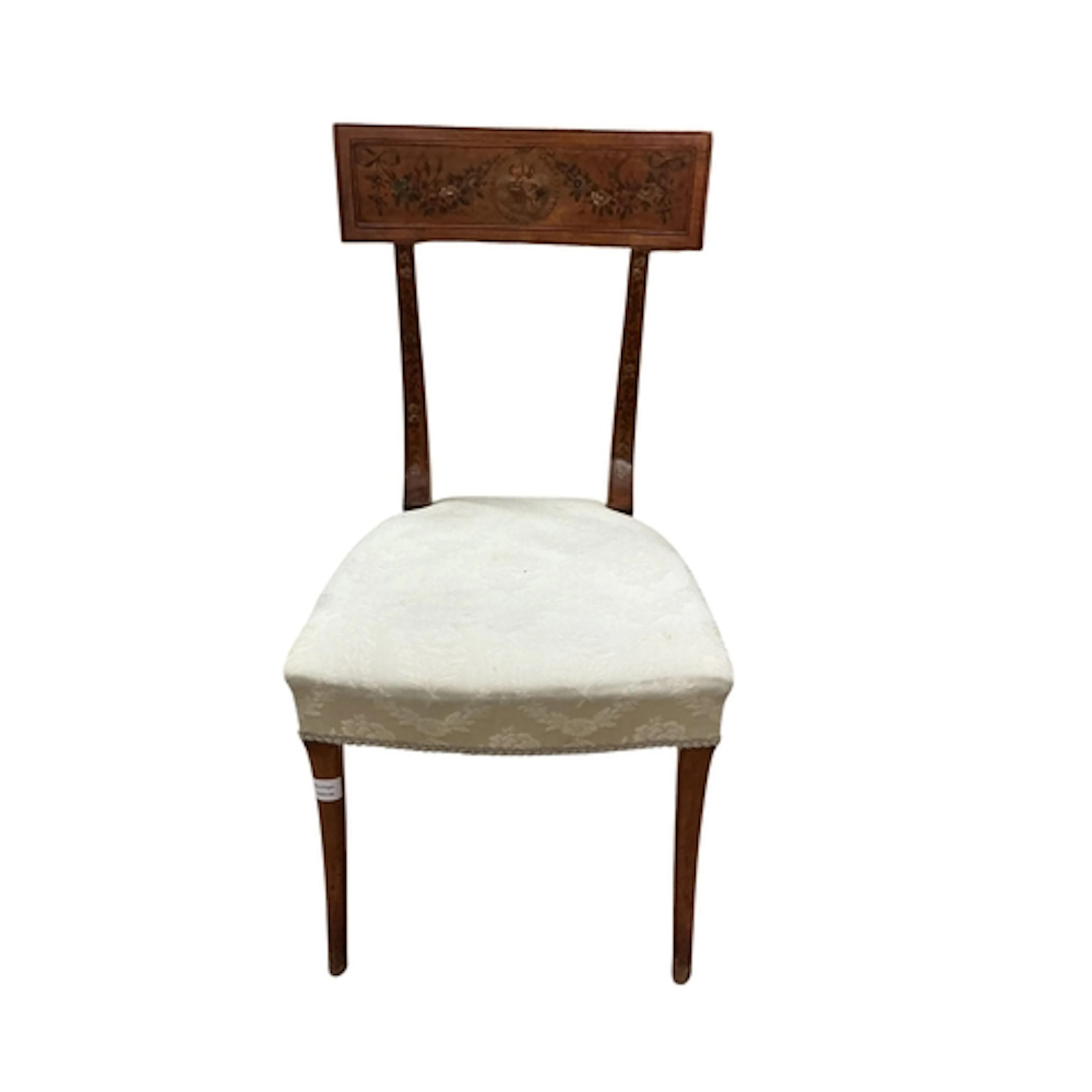 A George III style painted satinwood Klismos type side chair...