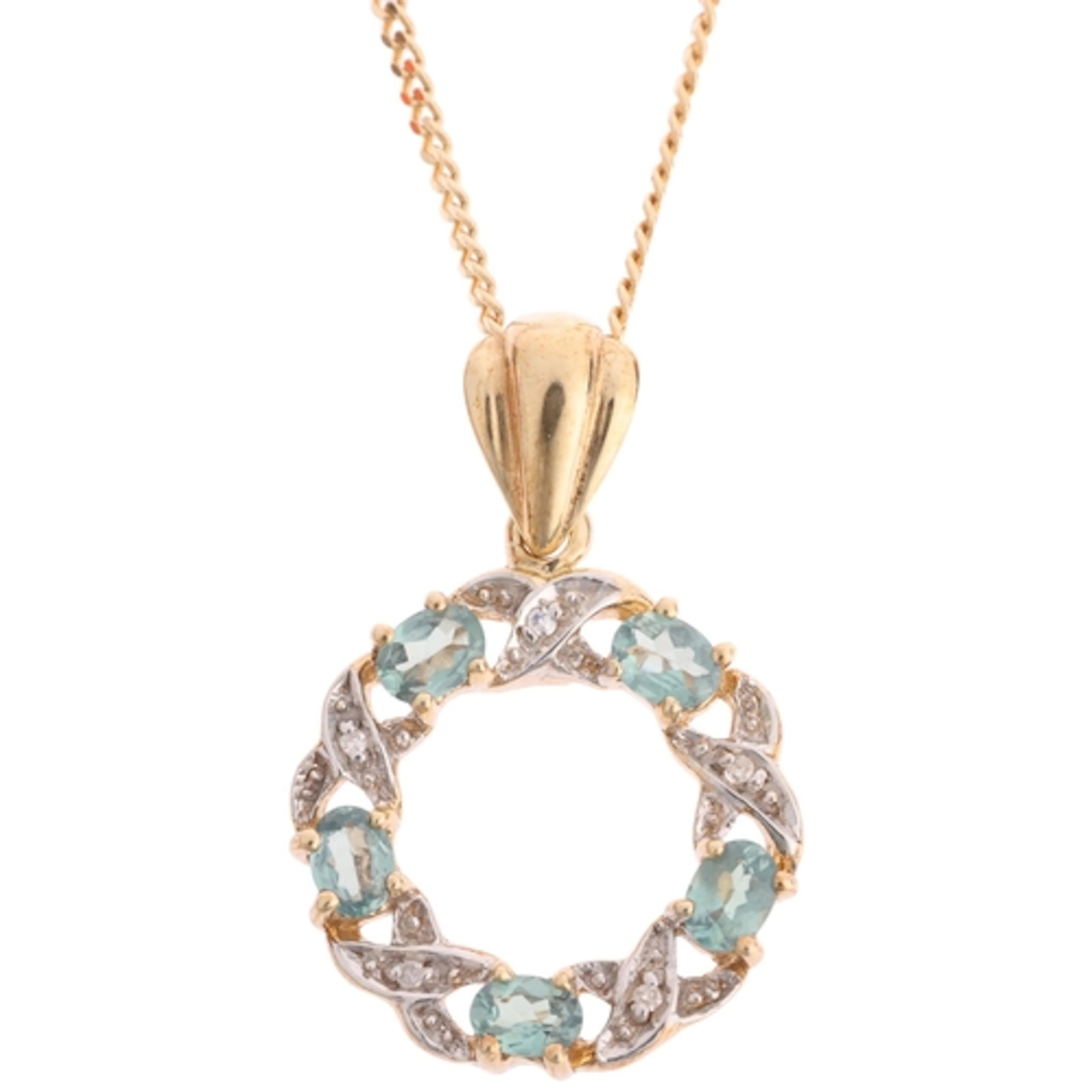 A 9ct gold alexandrite and diamond circle pendant necklace, ...