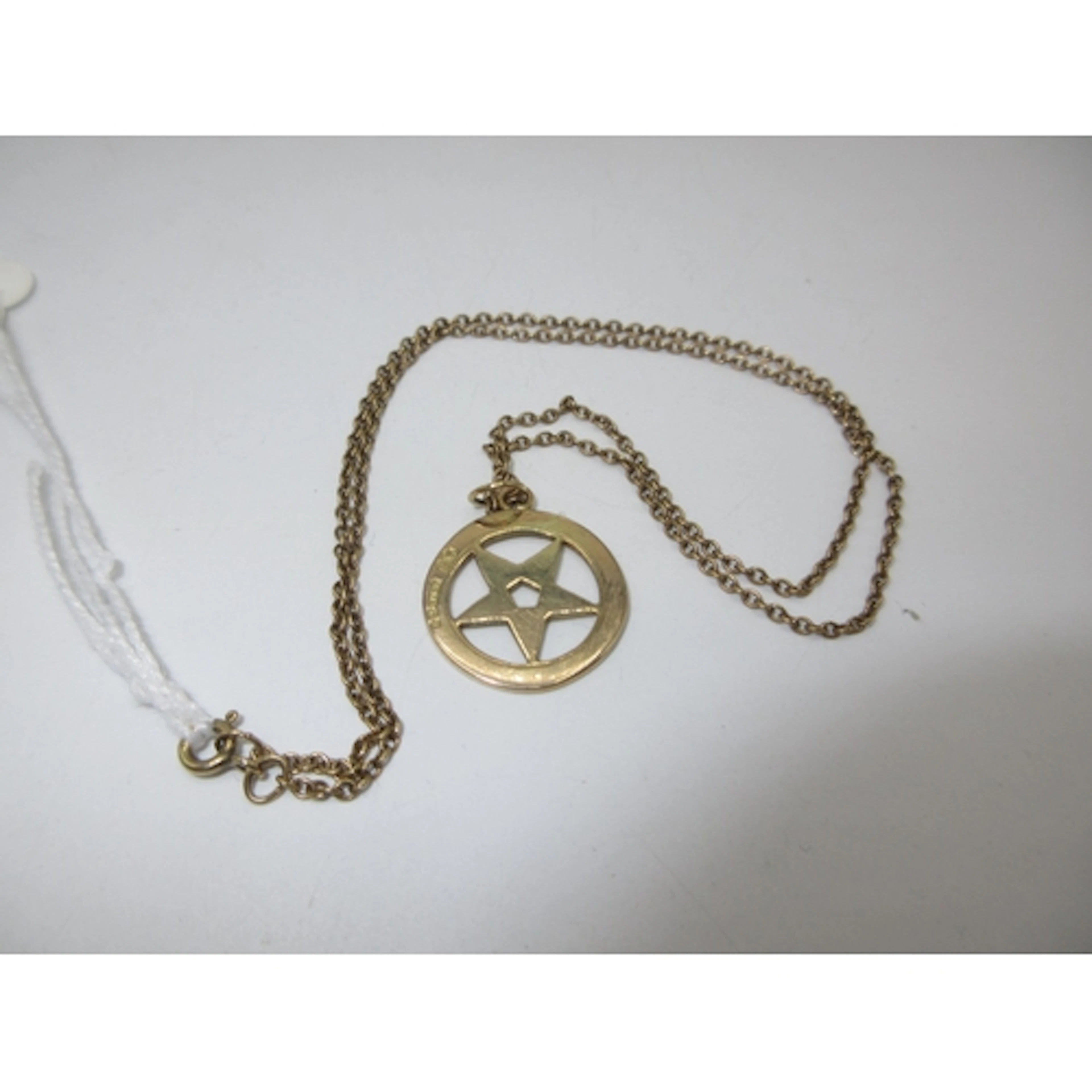9ct Gold Pentangle Pendant with 9ct Gold Chain, 6g total