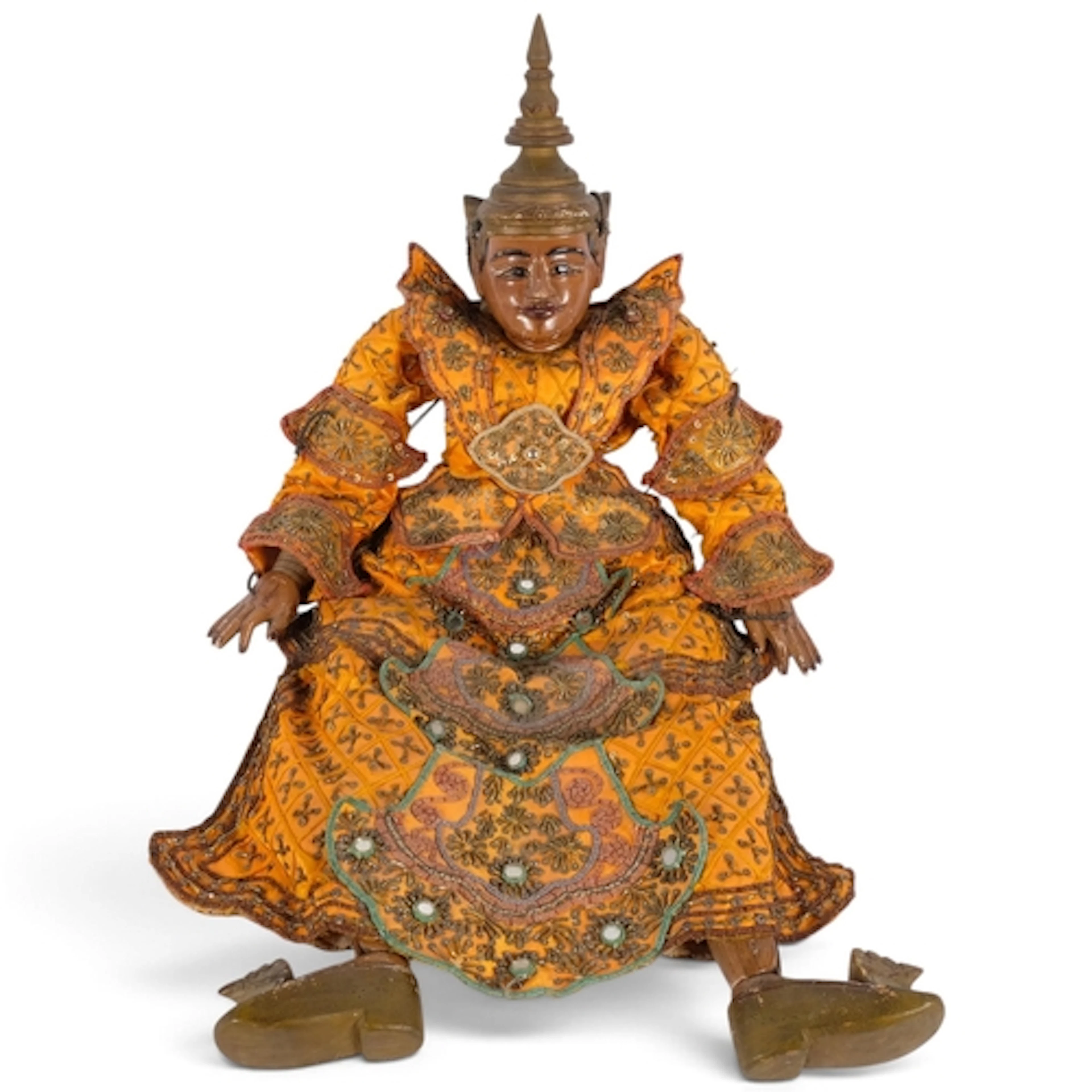 A traditional Burmese marionette puppet, carved and painted ...