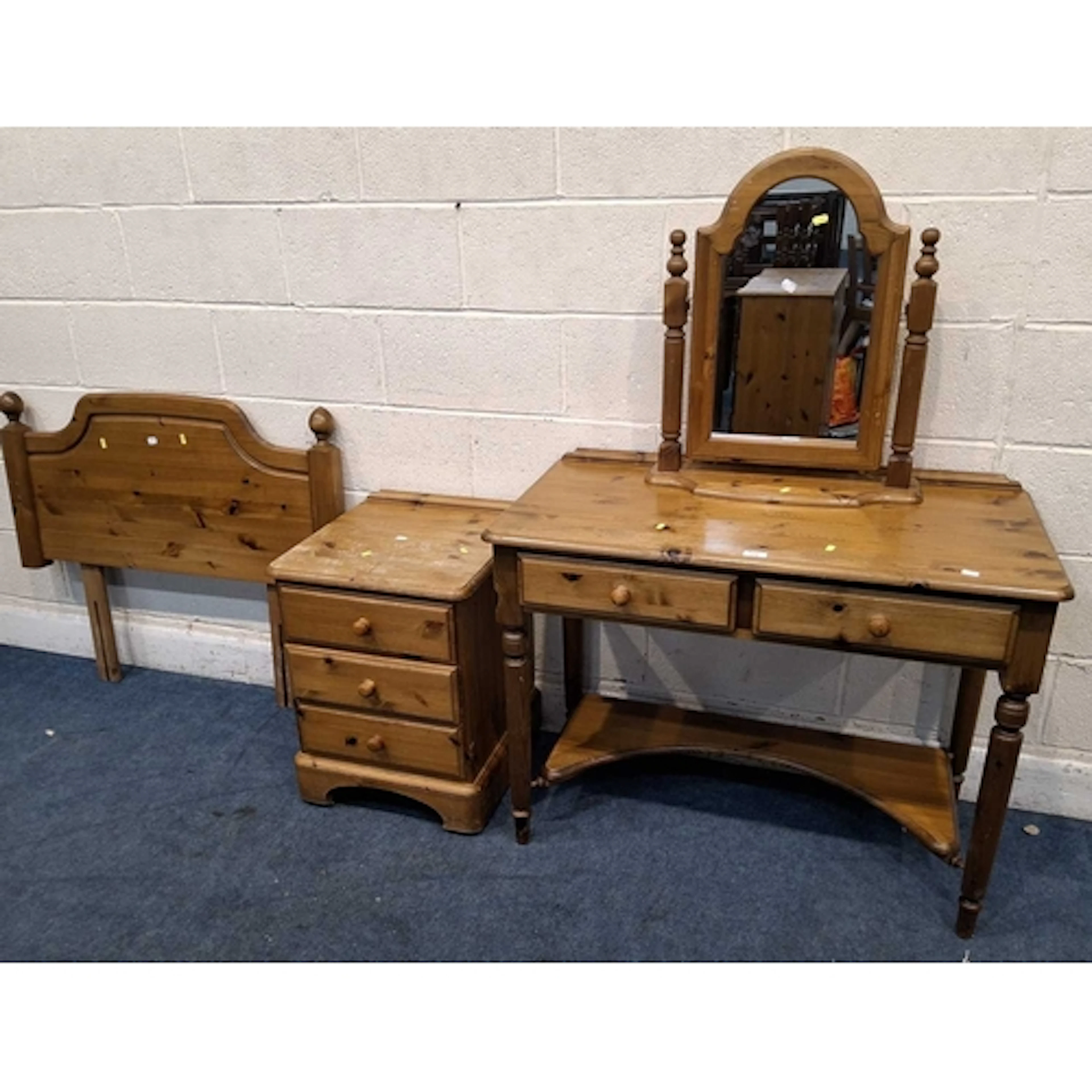 FOUR PIECES OF MODERN PINE FURNITURE, to include a dressing ...