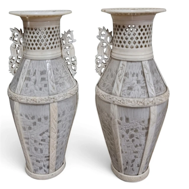 A lovely pair of early 20th Century Chinese baluster Vases m...