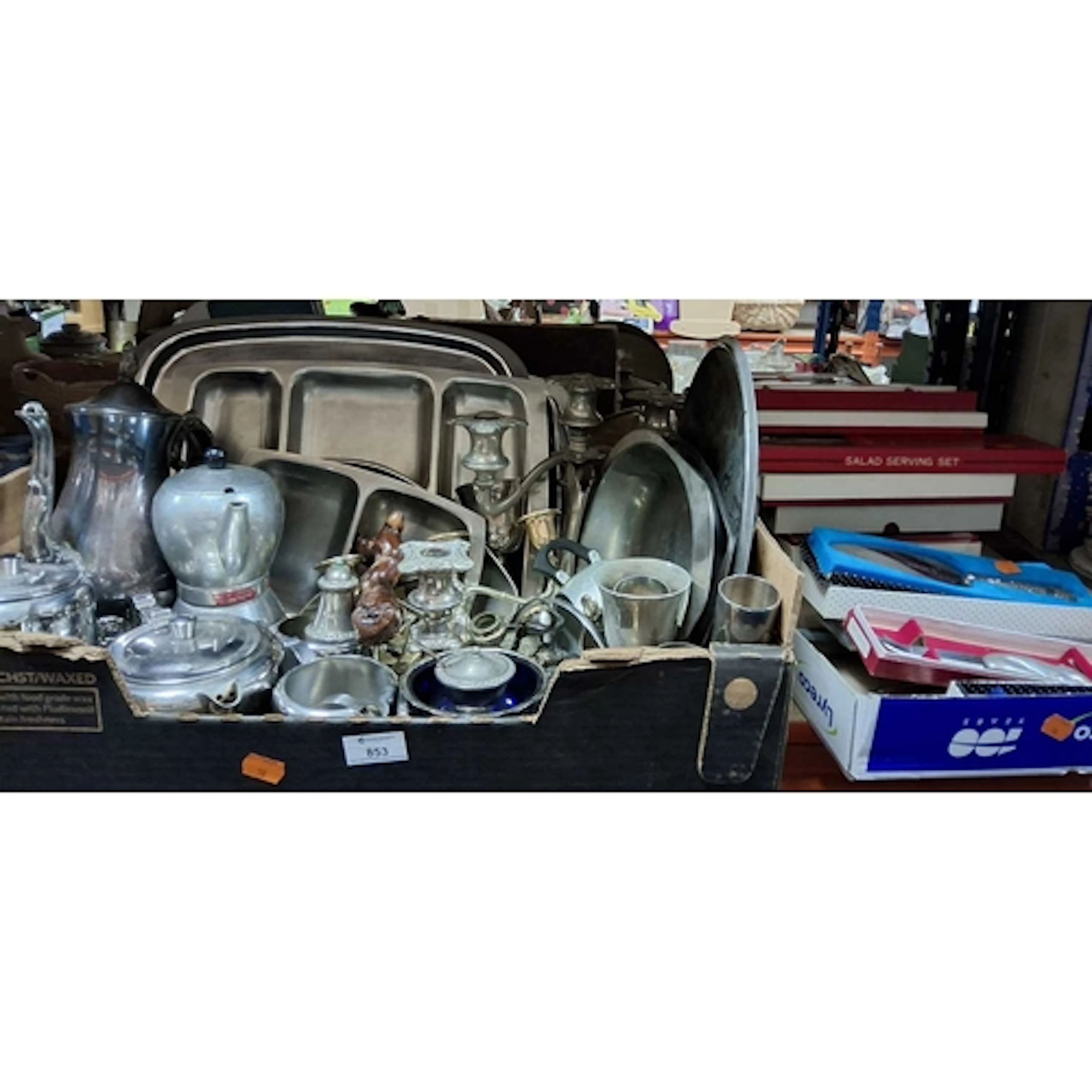 THREE BOXES AND LOOSE METALWARE, to include stainless steel ...