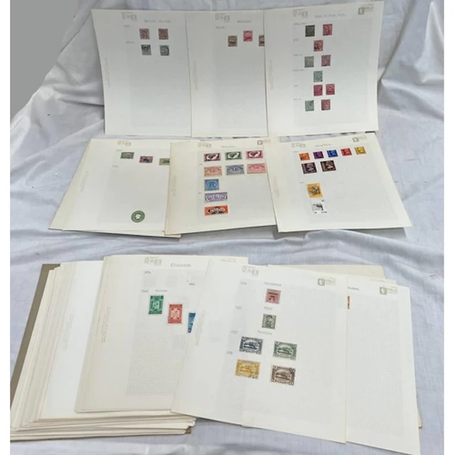 SELECTION OF LOOSE ALBUM PAGES OF WORLDWIDE STAMPS TO INCLUD...