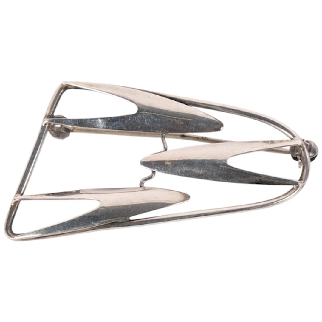 A Danish silver abstract design brooch, L5cm