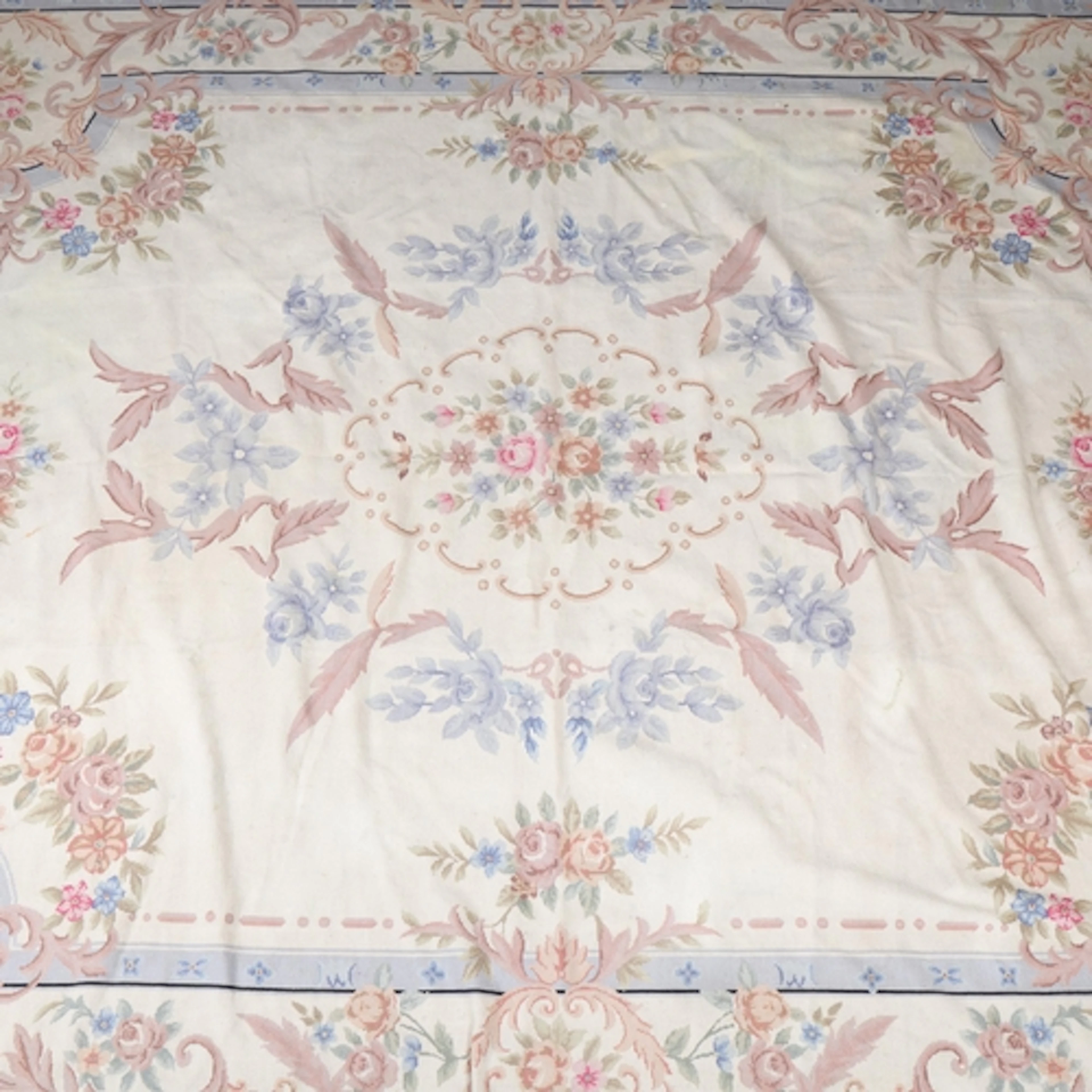 A large hand-embroidered needlepoint Aubusson rug, late 19th...