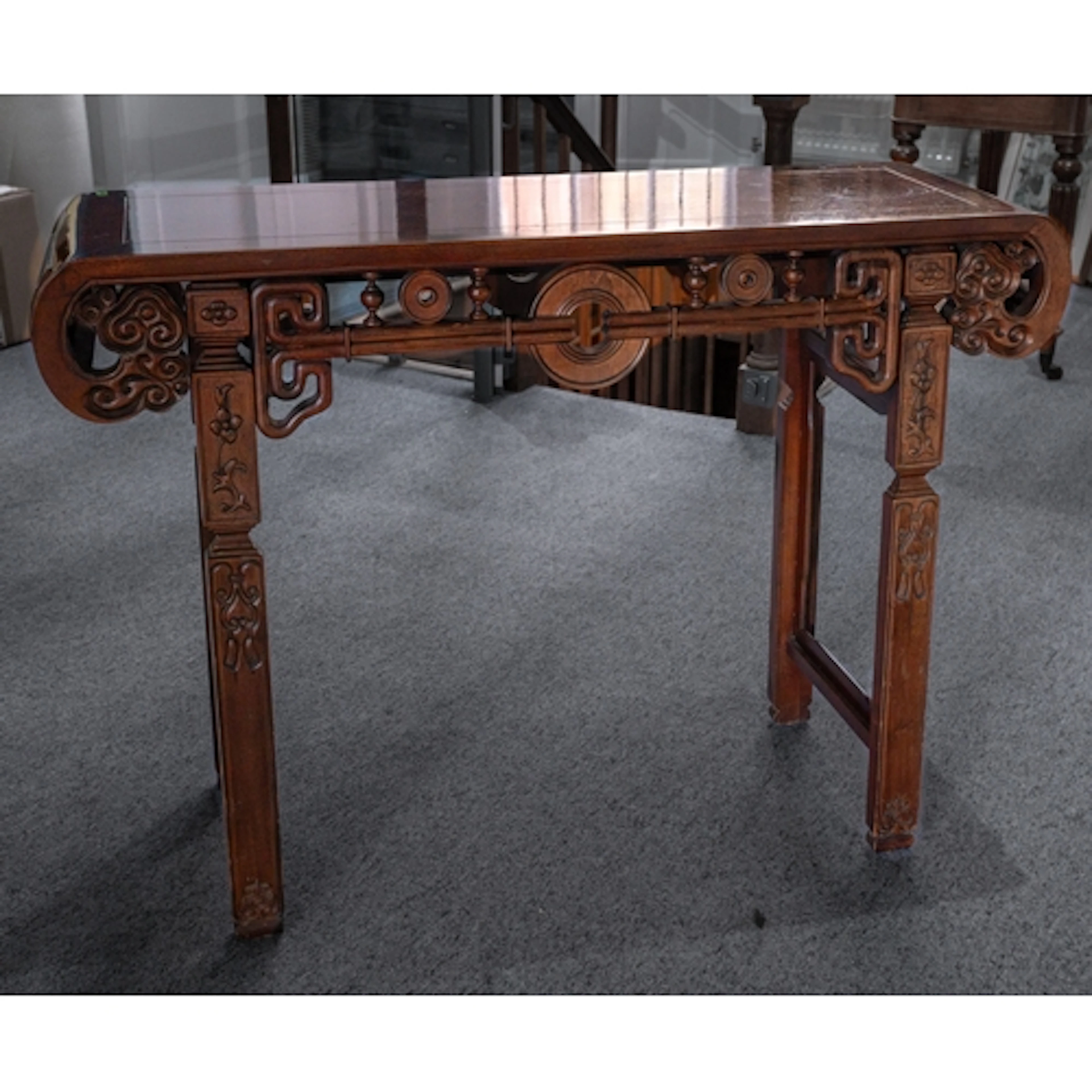 A Chinese hardwood altar or console table, the rectangular t...