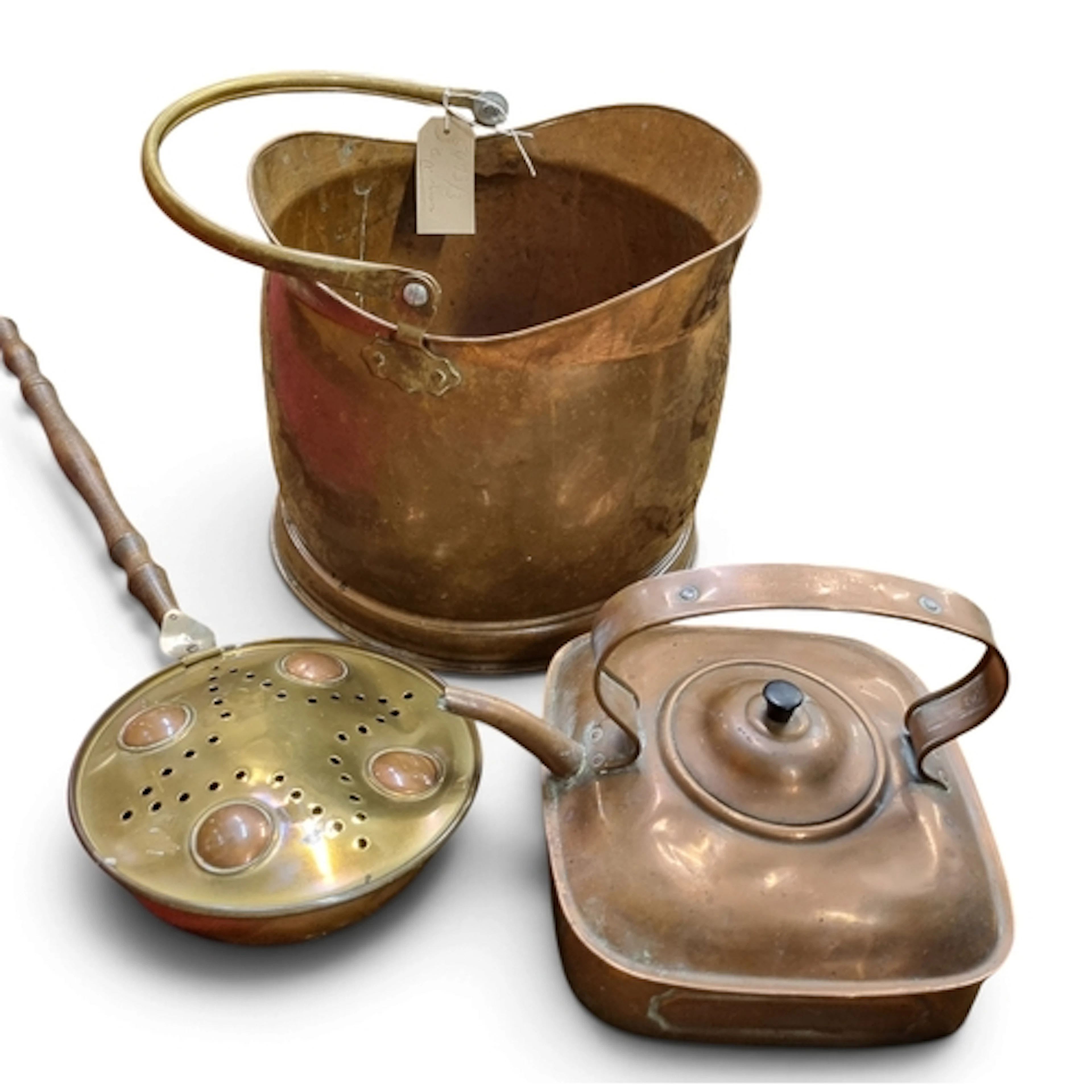 A 19th Century Copper Coal Bucket H 27 cm approx. along wit...