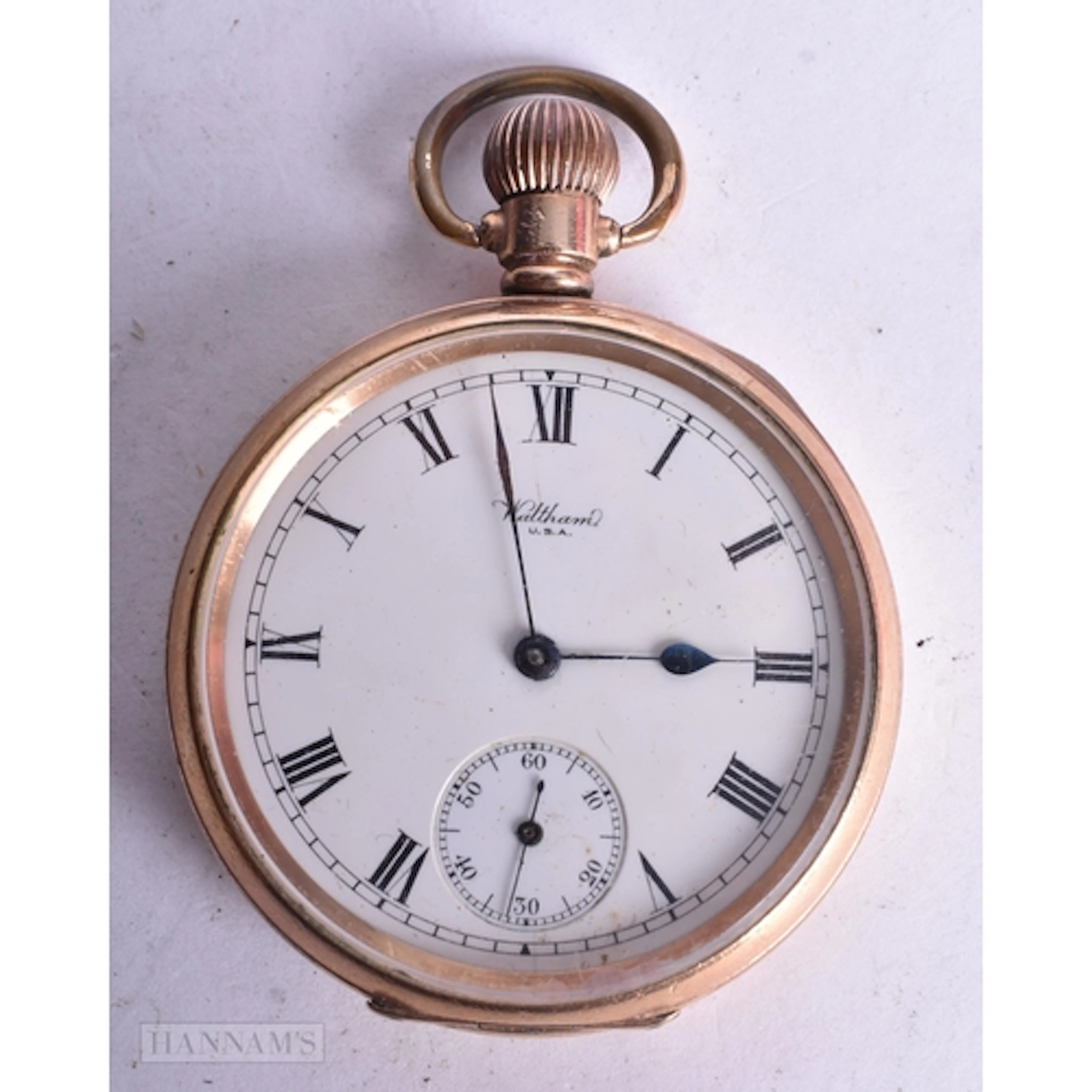 Waltham Rolled Gold Open Face Pocket Watch Hand-Wind Working...