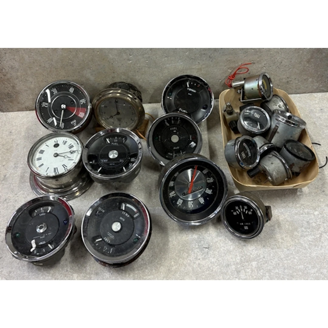A vintage AC/Smiths mechanical rev counter together with a q...