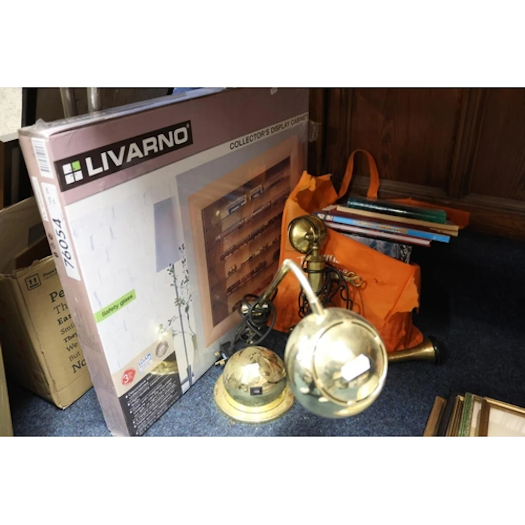 Brass effect desk lamp, vintage style telephone, children's ...