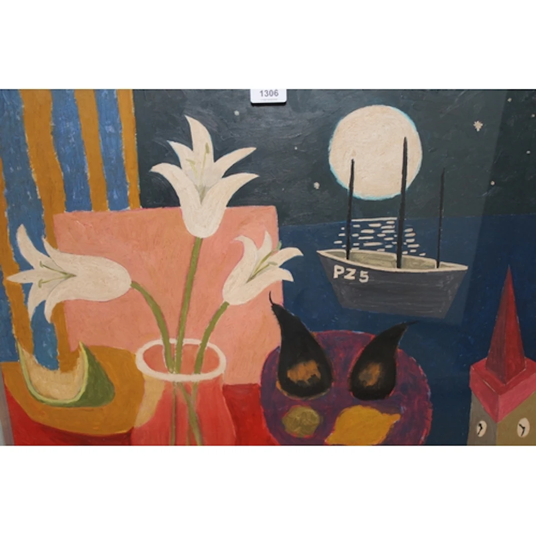 St Ives School, abstract, still life and harbour scene, 58 x...