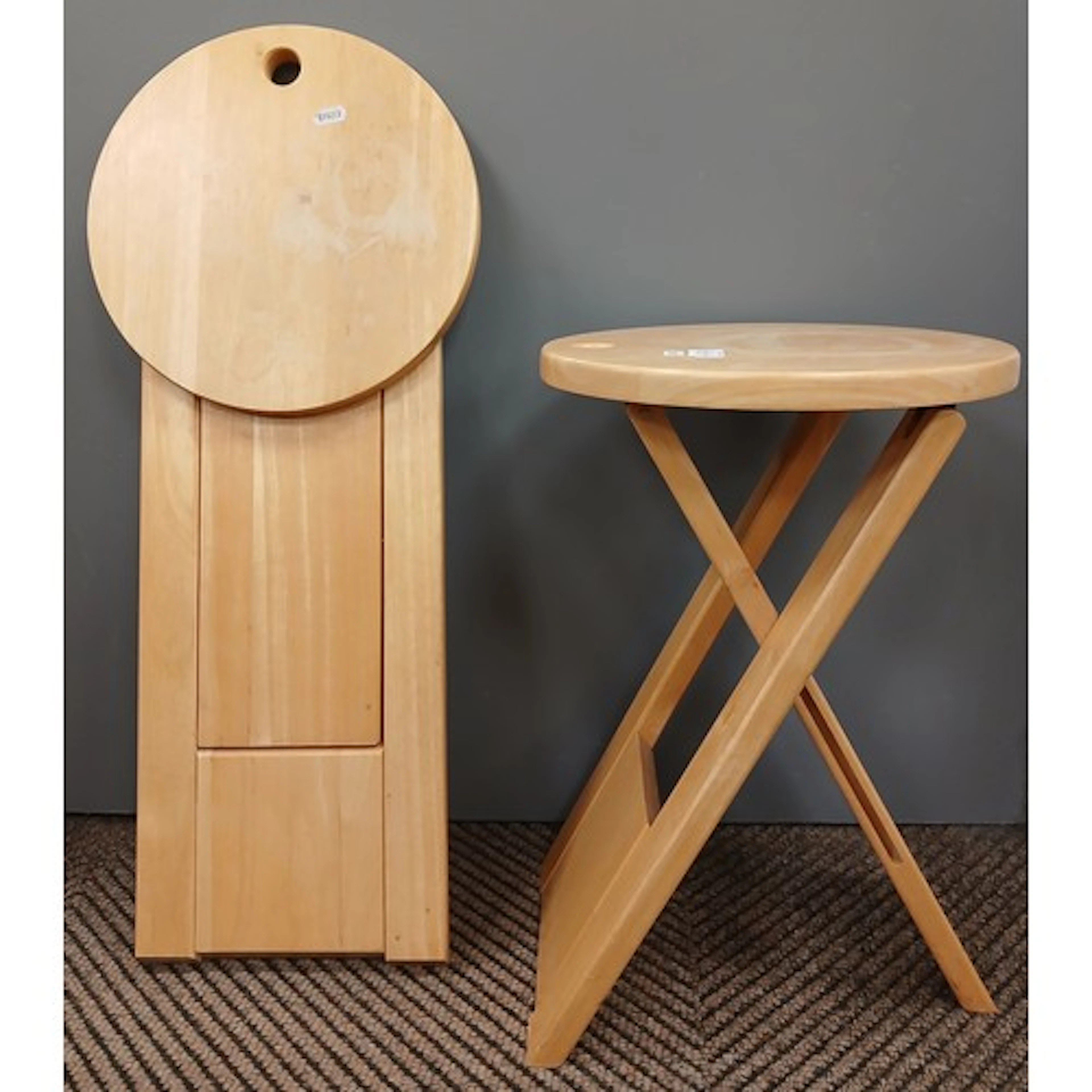 Pair of folding wooden stools.