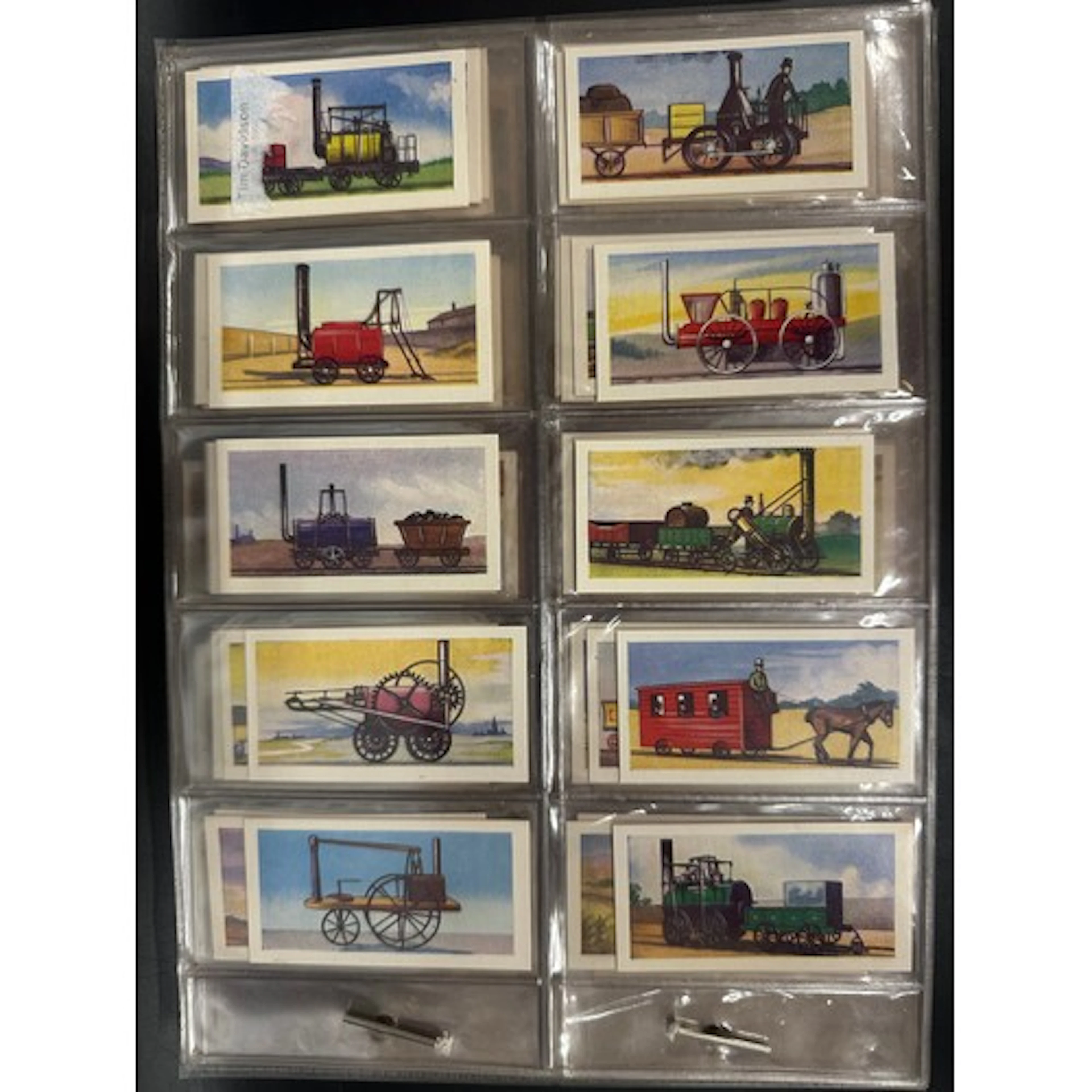 Railway themed collectors cards; Full set of 50 Robert R Mir...