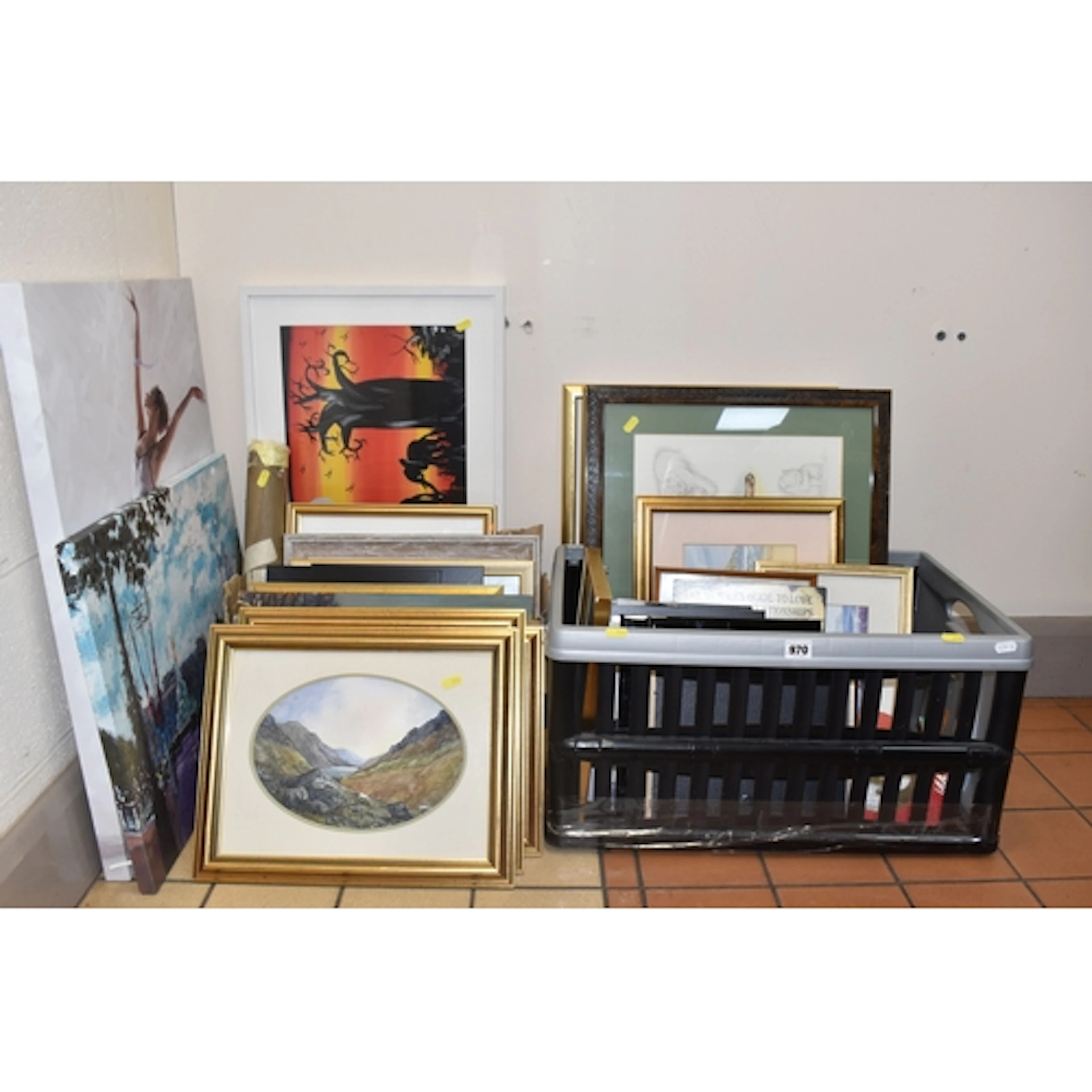 A SMALL QUANTITY OF PICTURES AND PRINTS, to include three Ce...