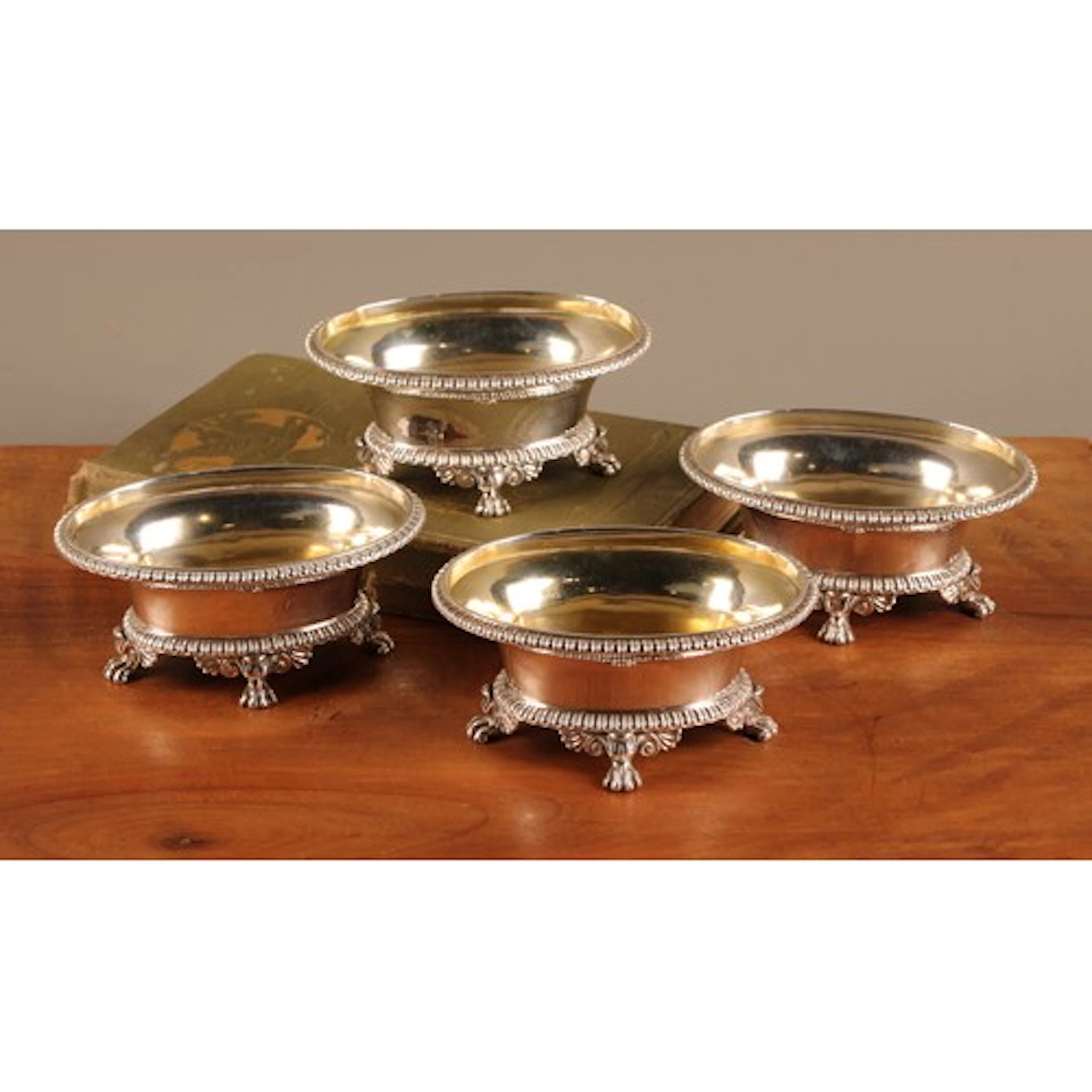 Paul Storr - A set of four George III silver salts, fluted r...