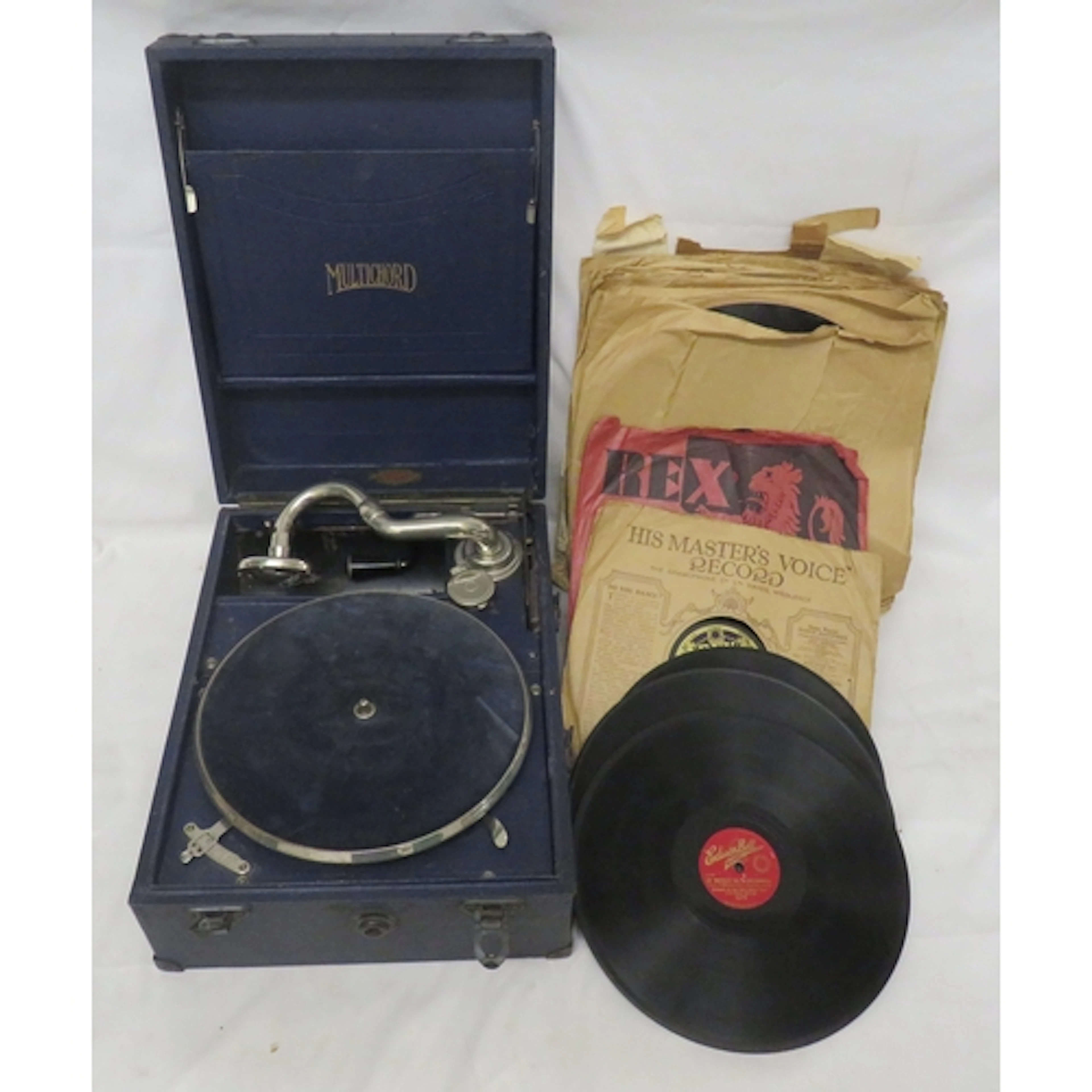 Multicord Gramophone with Garrard motor, blue vinyl covered ...