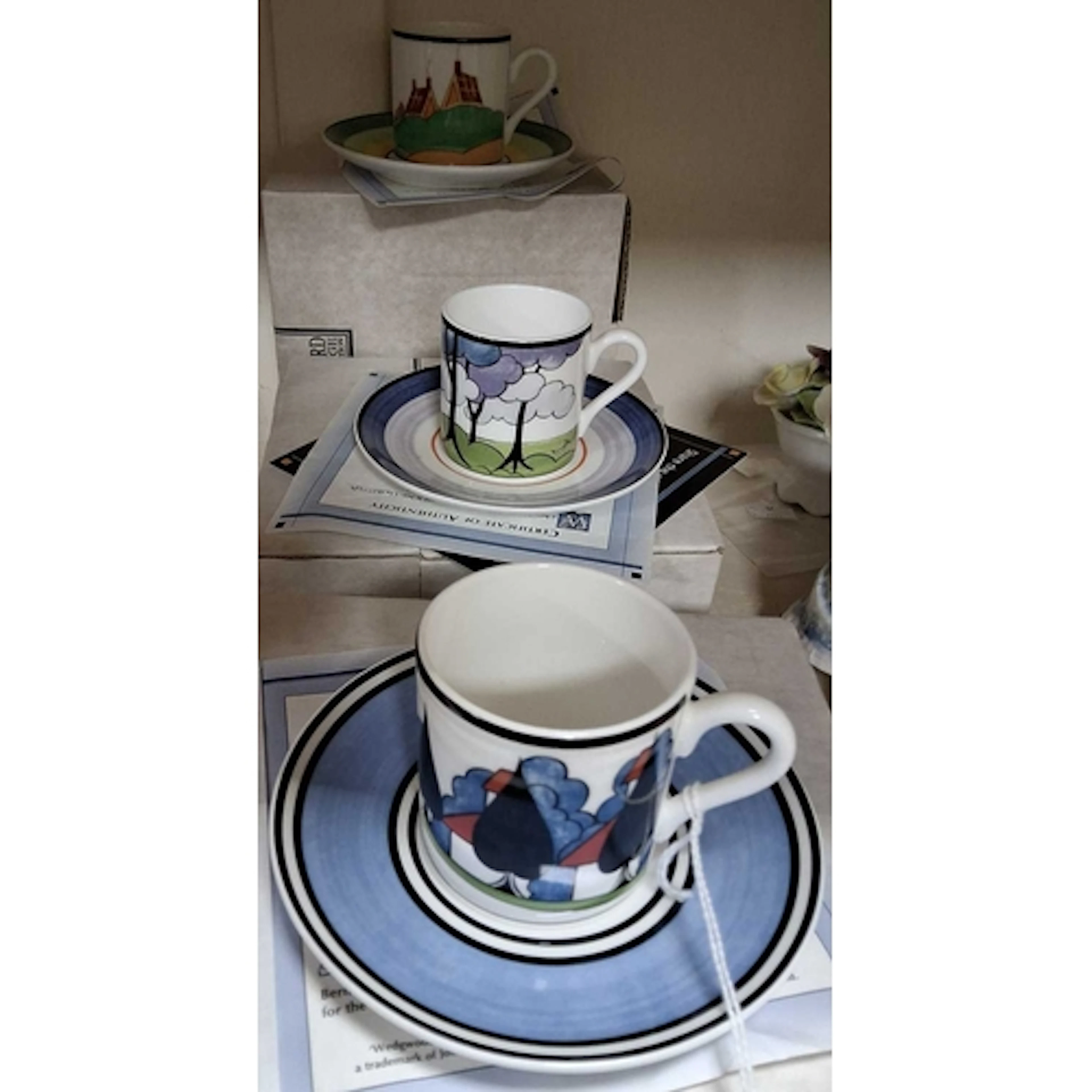 THREE BOXED WEDGWOOD BRADFORD EXCHANGE 'CAFÉ CHIC' COFFEE CU...