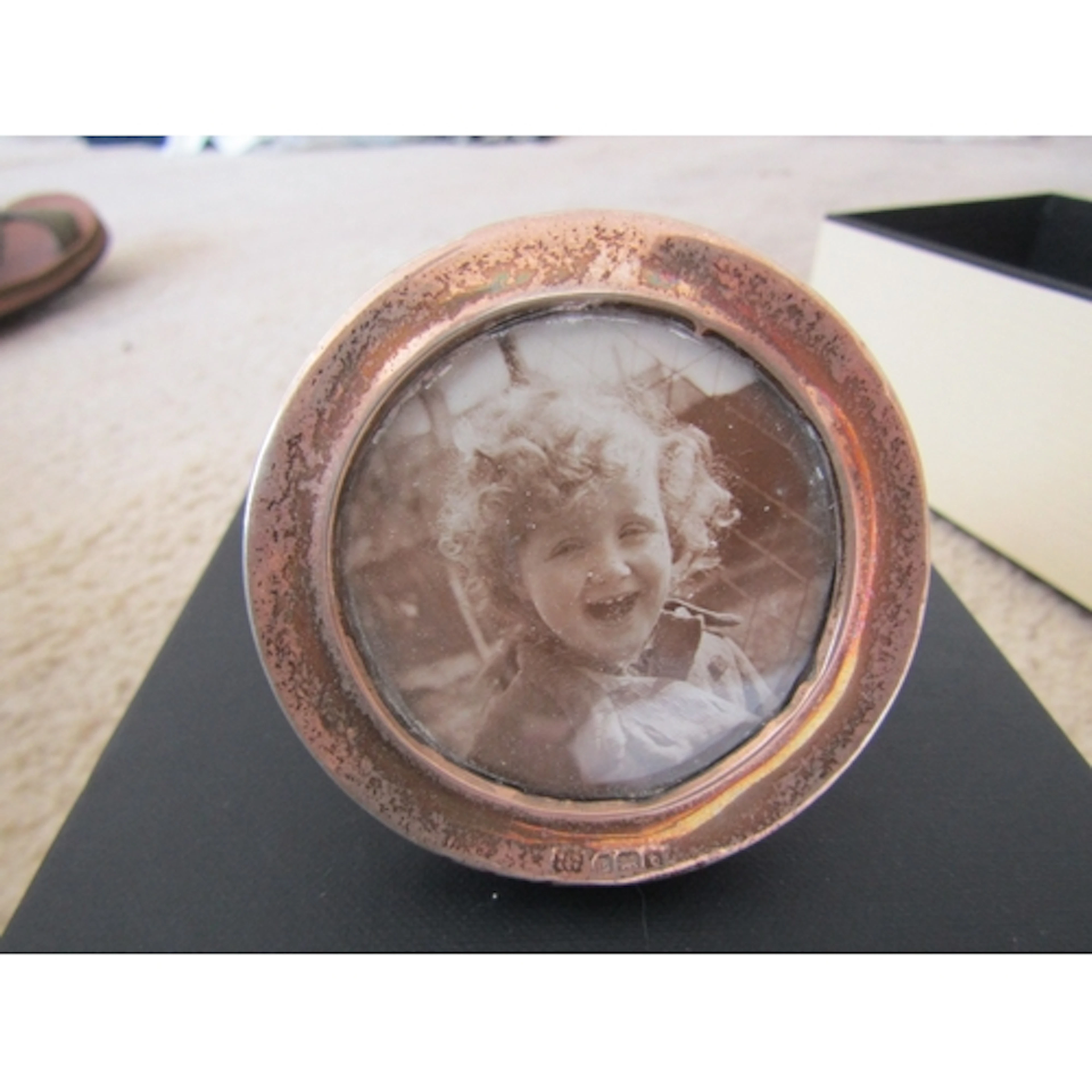Silver Frame Circular Form Table Top Mirror Approximately 4 ...