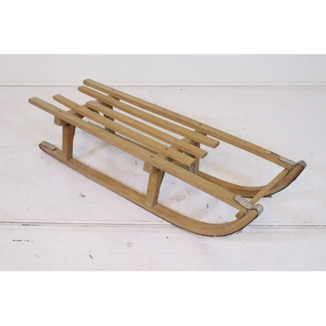 20th century wooden sledge, of tradition form having metal r...