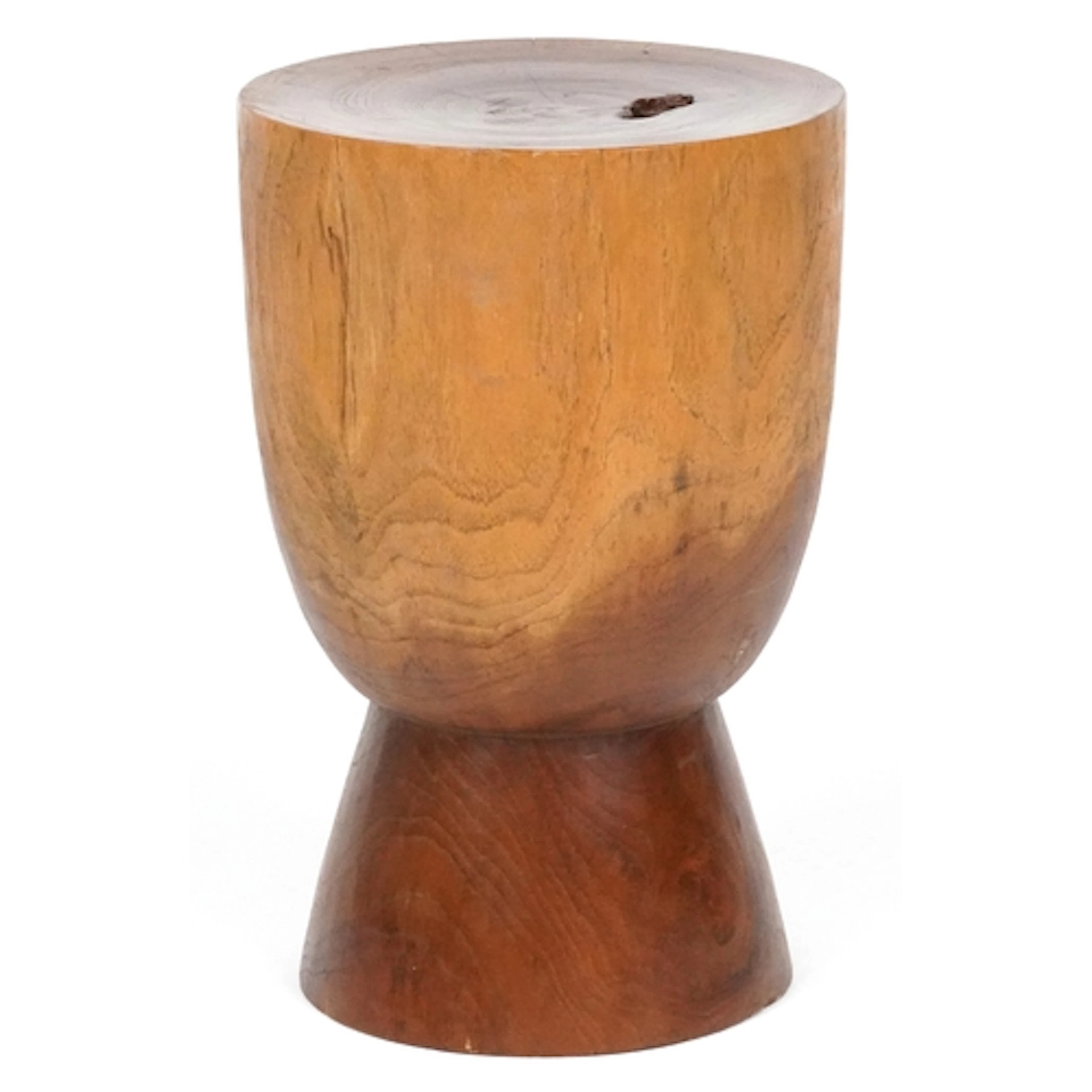 Large wooden stool in the form of a hand drum, 45.5cm high x...