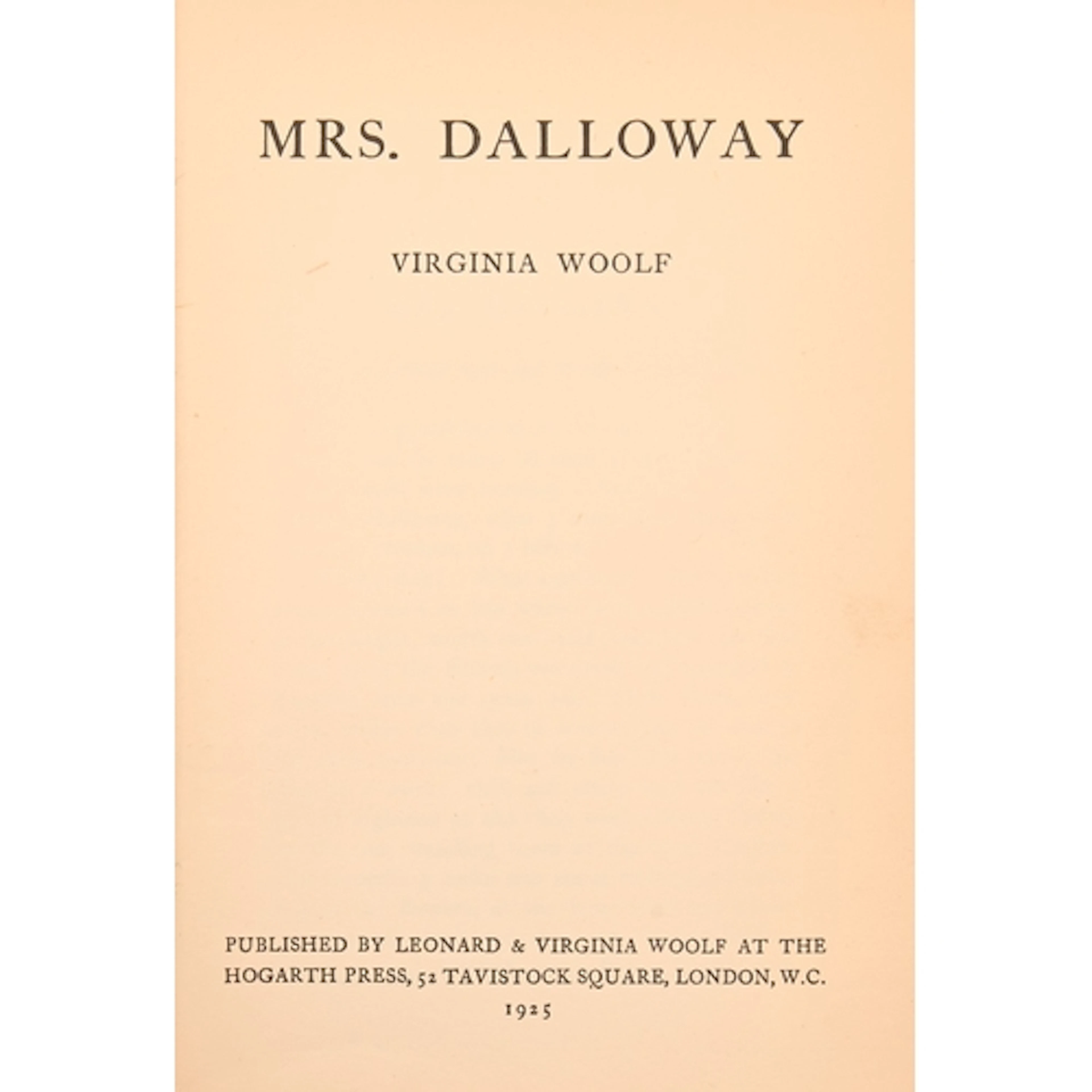 Woolf (Virginia), Mrs. Dalloway, first edition, London: Publ...