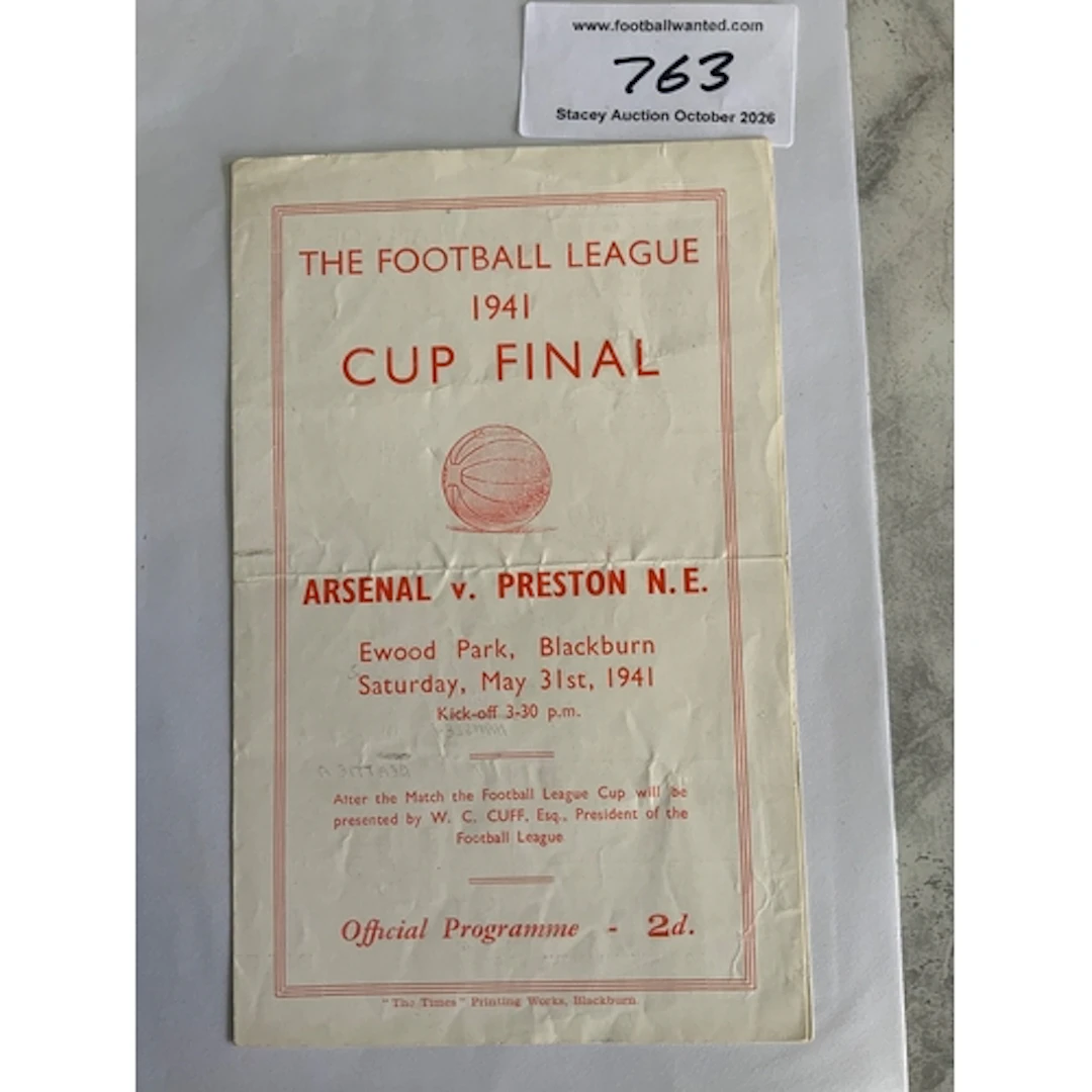 1941 FA Cup Final Replay Football Programme: Arsenal v Prest...