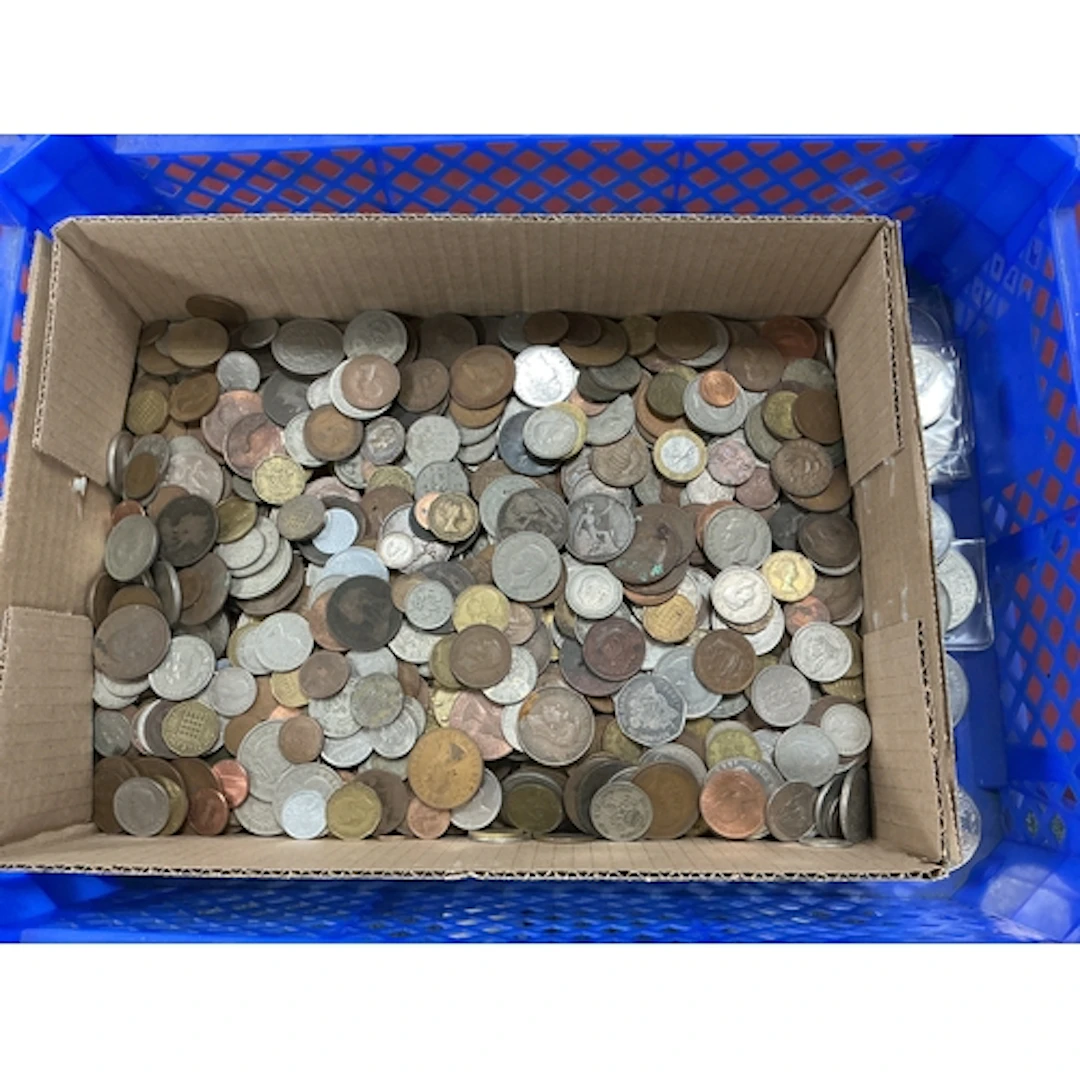 Large Collection Of GB And World Coinage, includes pennies, ...