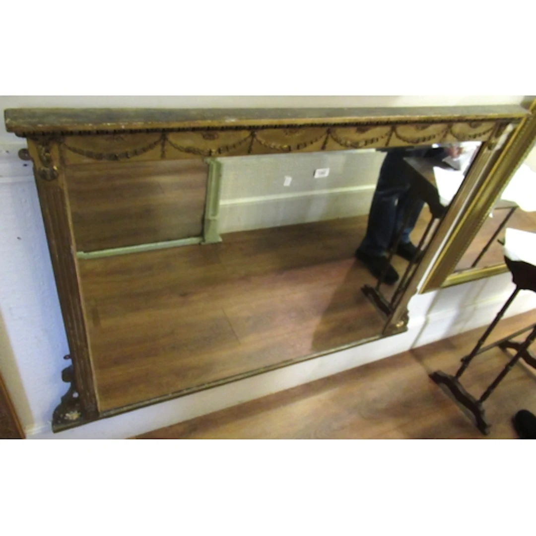 Regency gilt overmantle mirror with bevelled plate, 126 x 96...
