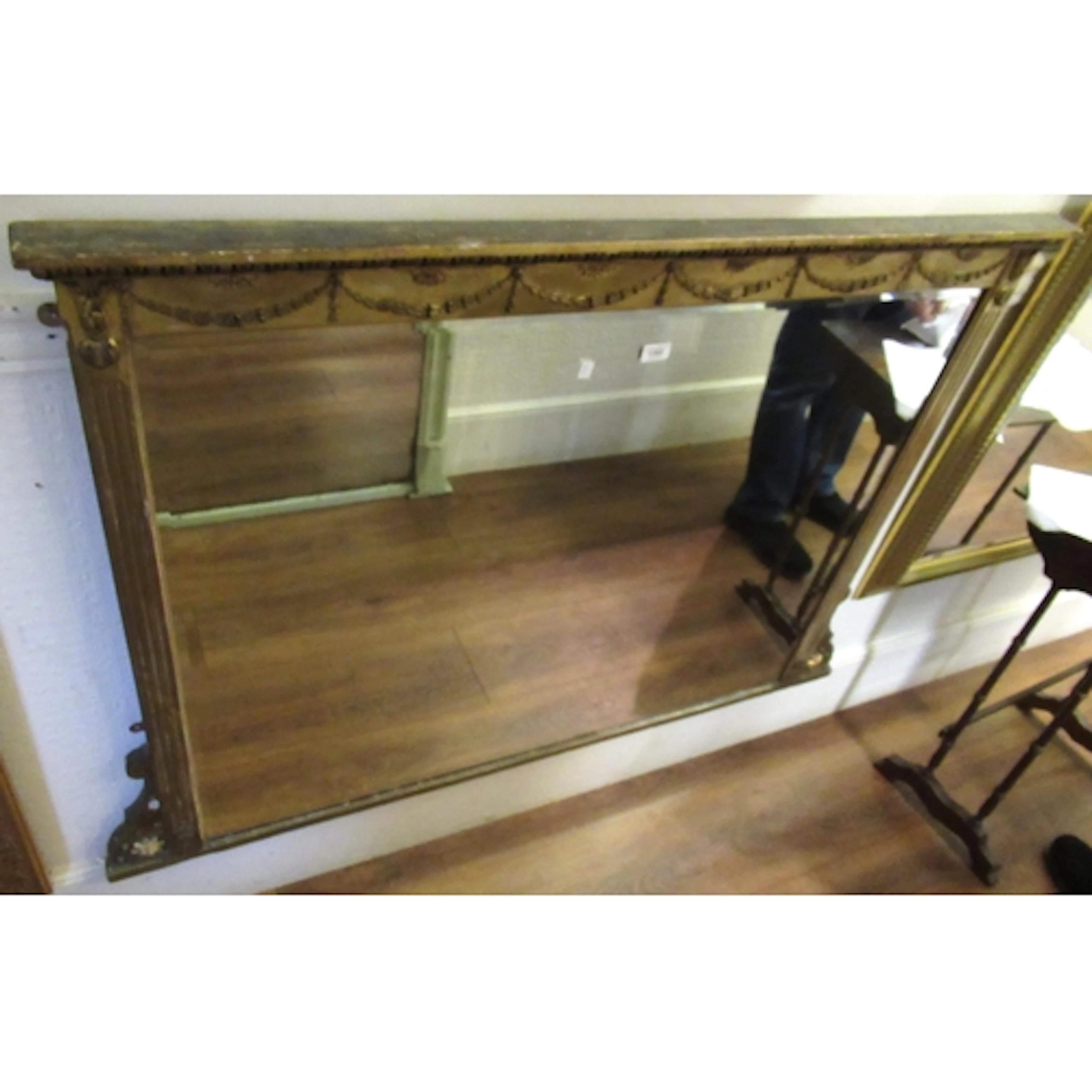 Regency gilt overmantle mirror with bevelled plate, 126 x 96...