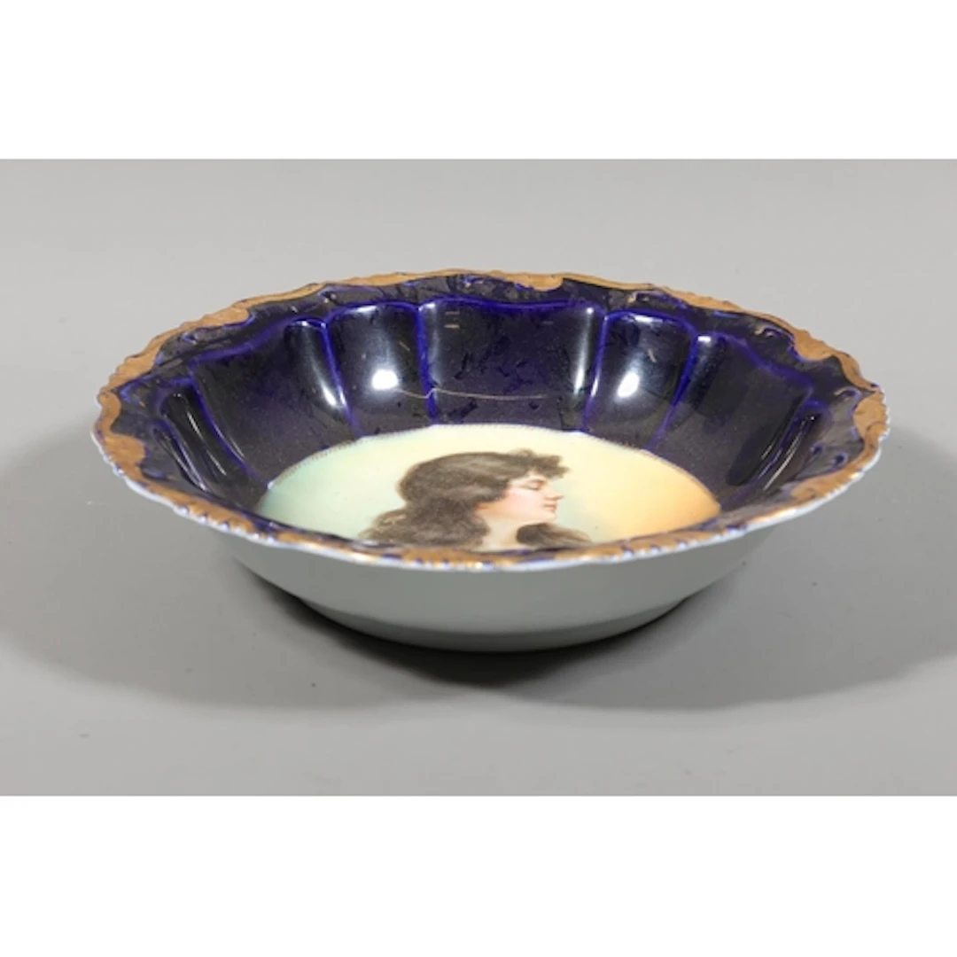 Bavarian dish decorated with a portrait of a young lady, blu...