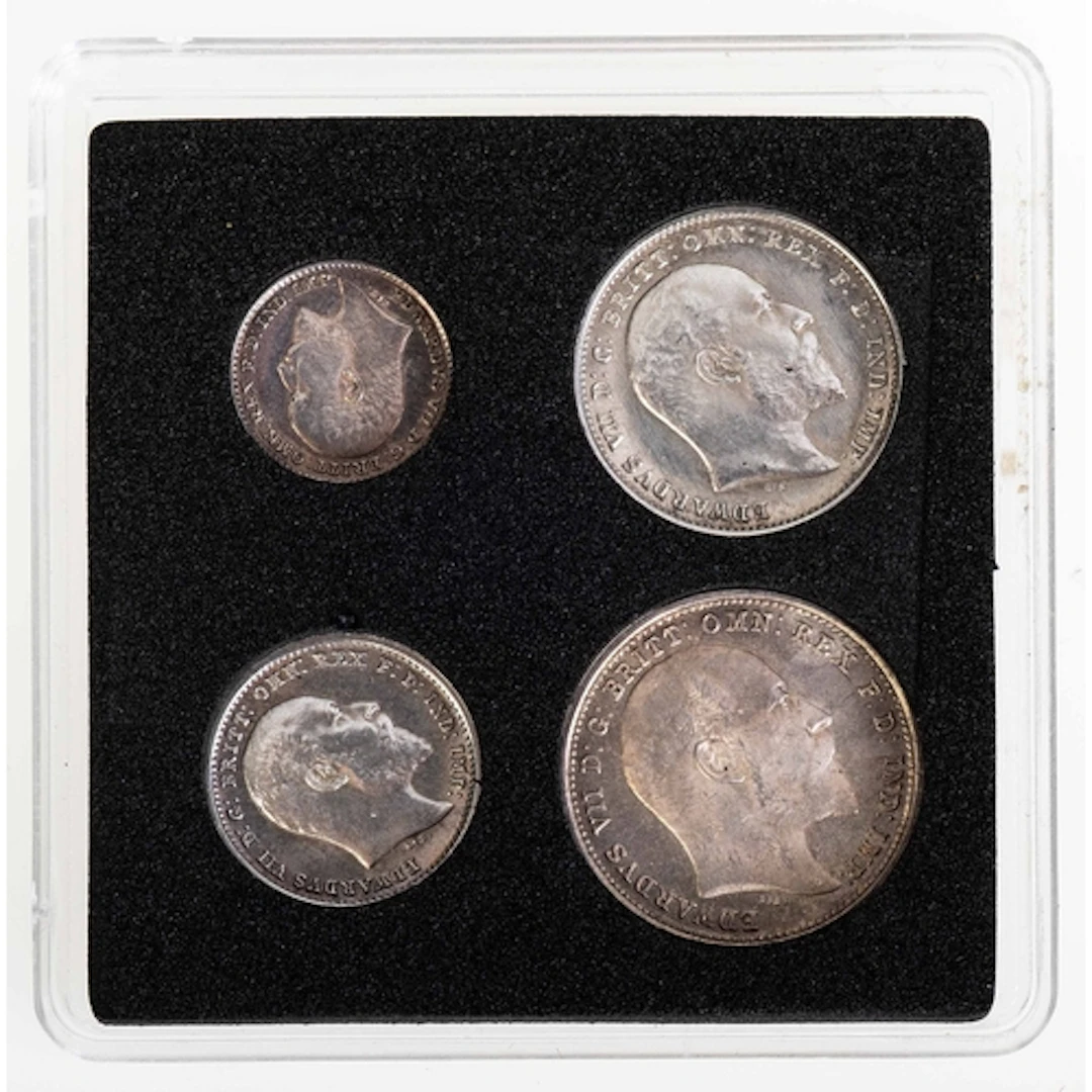 Edward VII, 1904 Maundy Set. Light toning to the one-pence a...