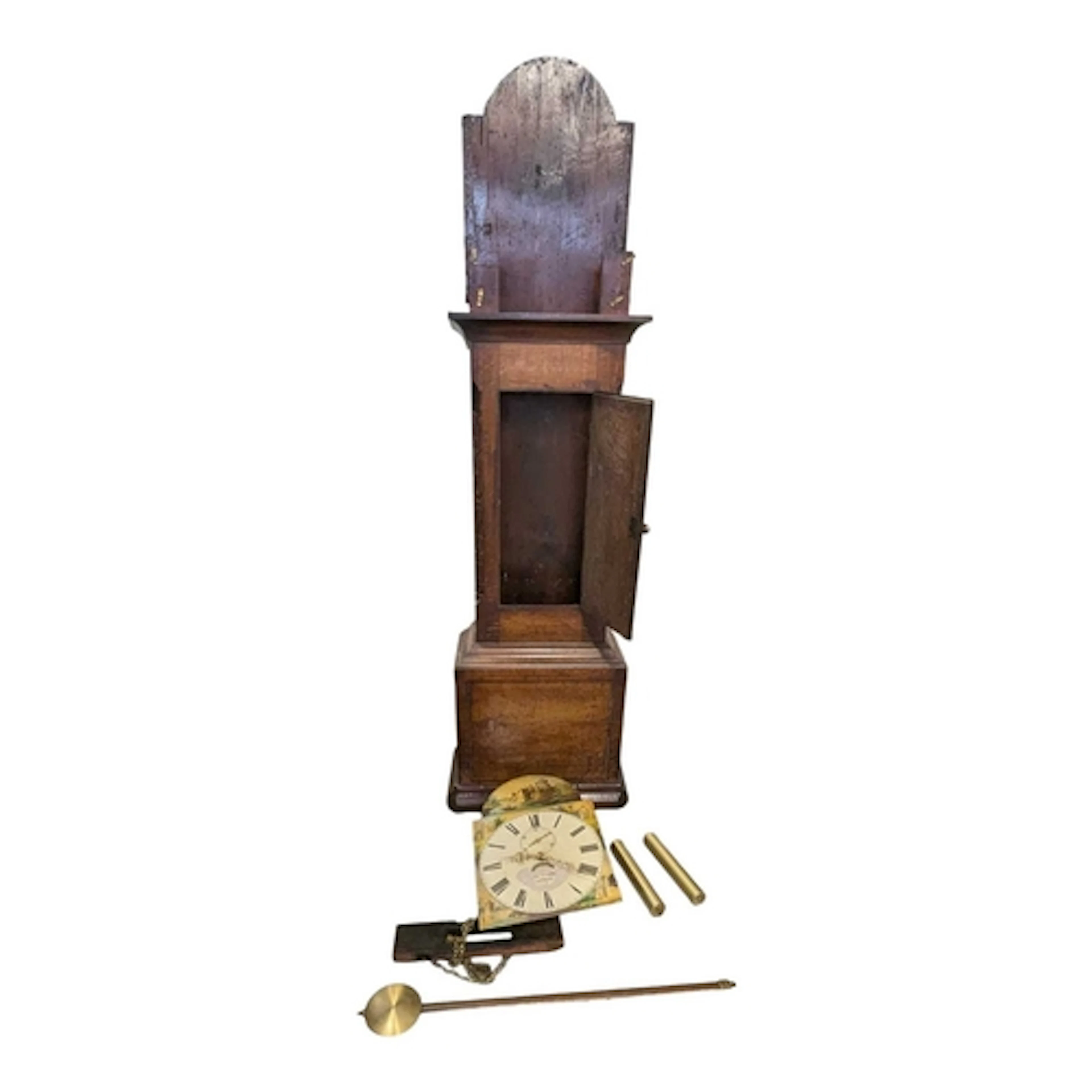 A 19th century Welsh oak longcase grandfather clock. The clo...