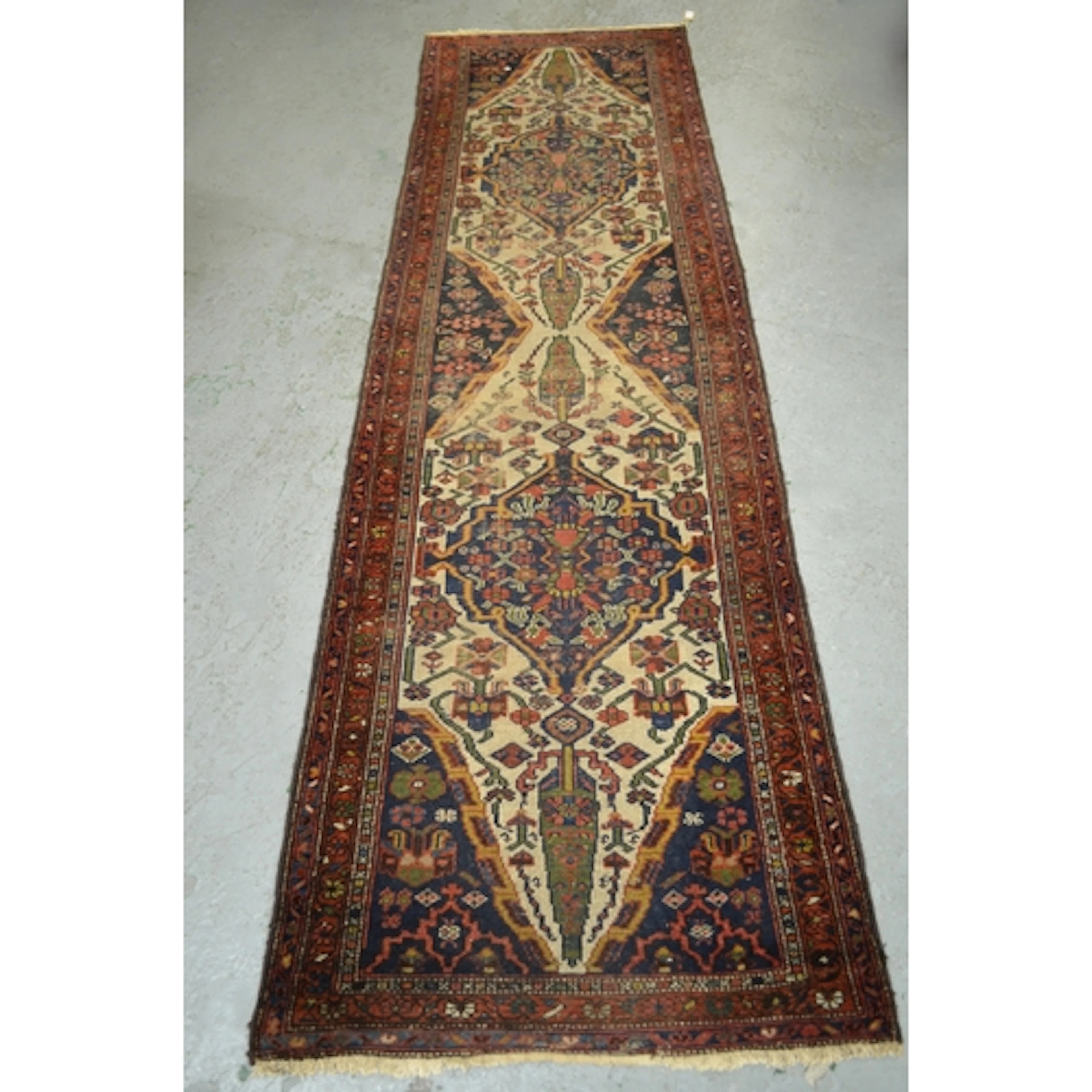 Malaya/Hamada runner of twin medallion and all-over floral d...