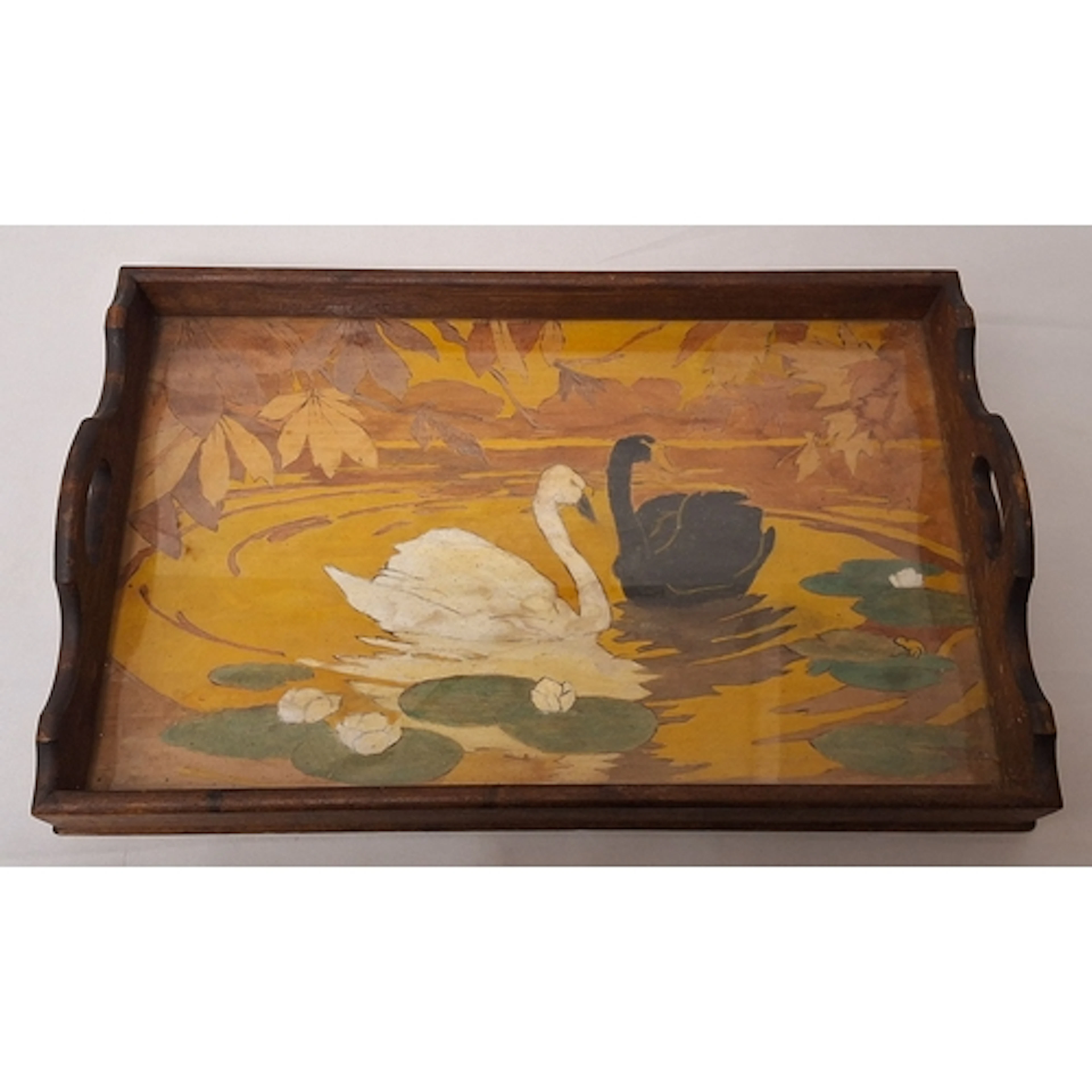 Vintage Double Handled Butlers Style Tray with image of blac...