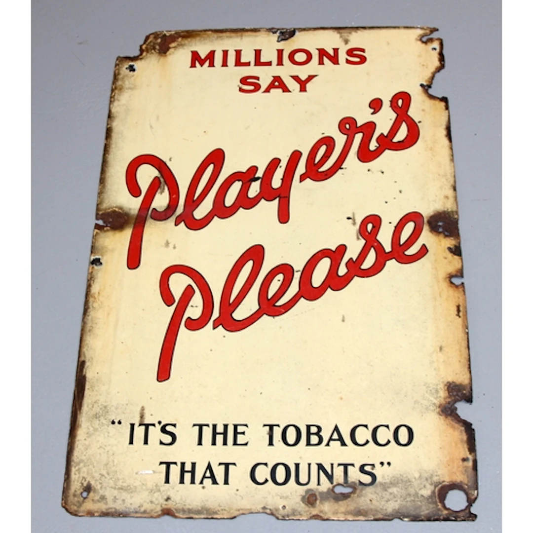Vintage enamel sign: Millions Say 'Players Please', 'It's T...