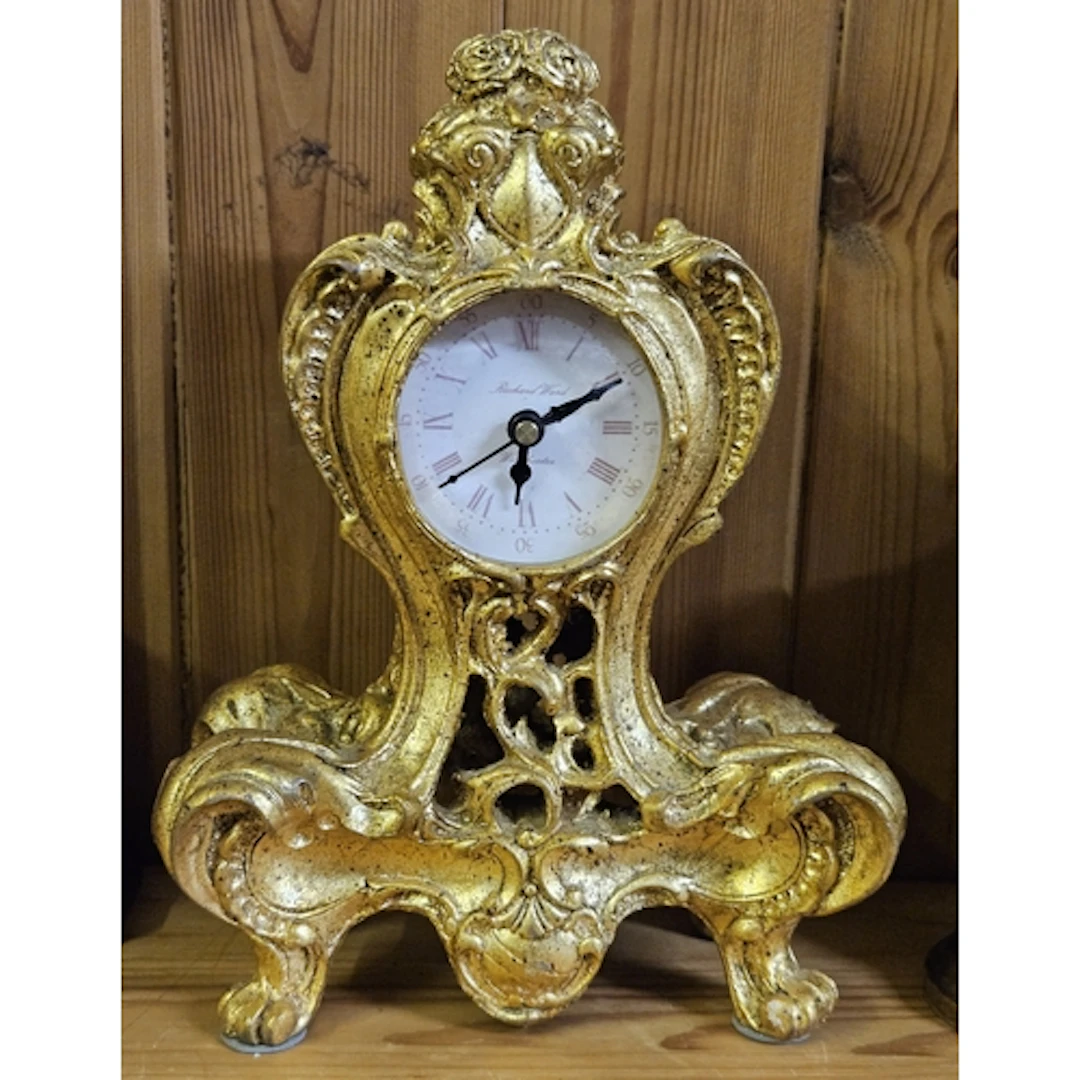 Gilt Composition Rococo Style Mantel Clock, Roman Numerals, ...