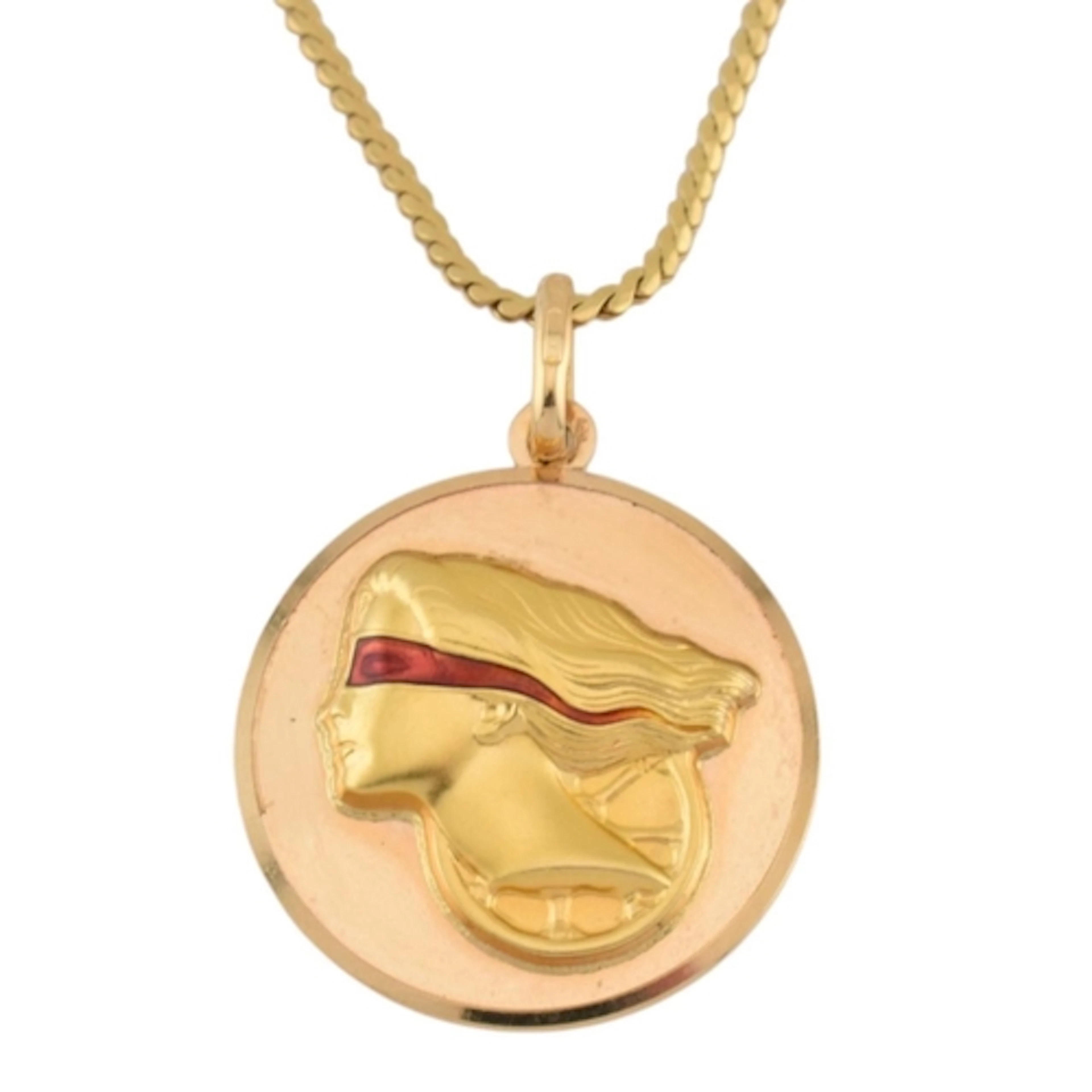 An Italian 18ct gold fine link necklace and ' La Dea Bendata...