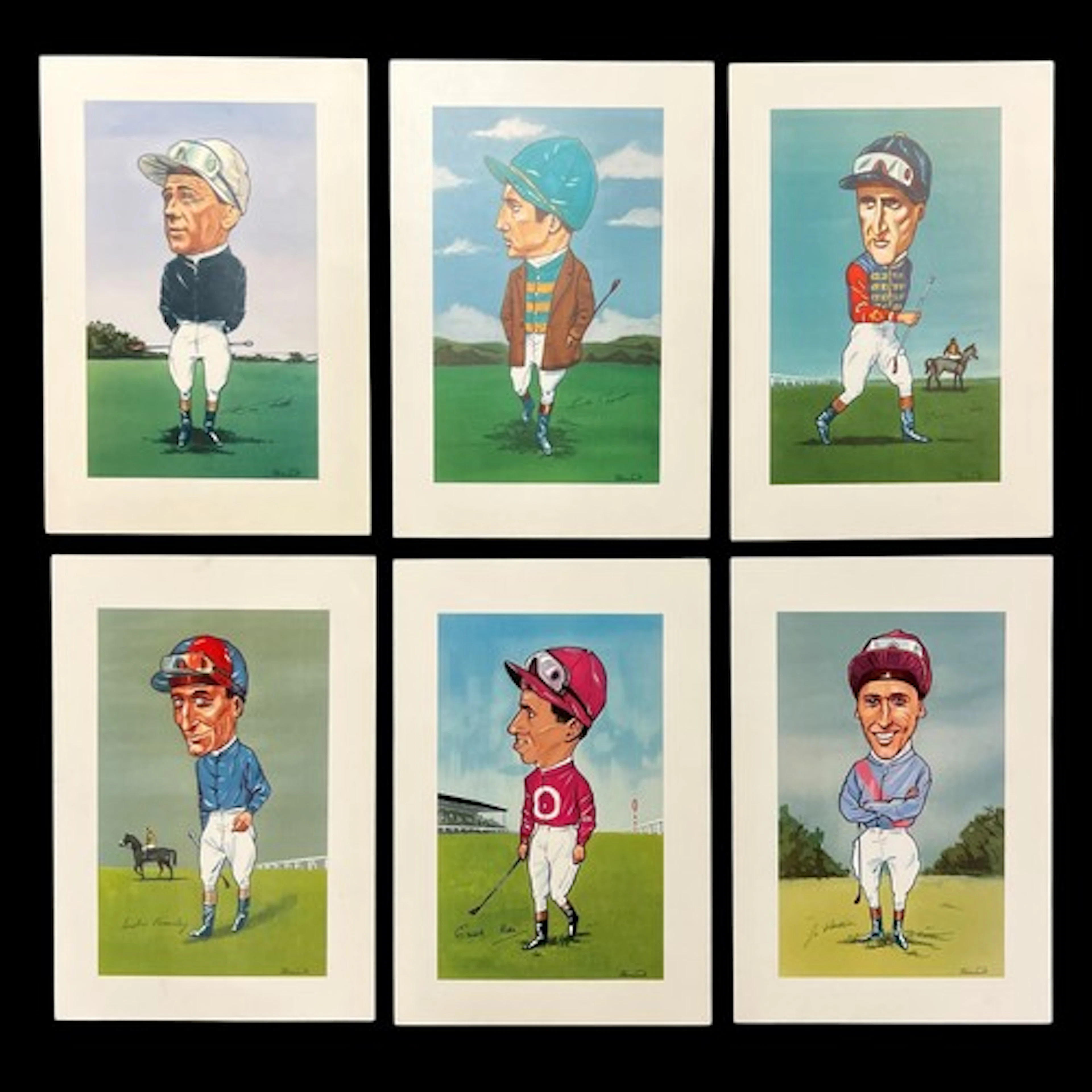 Horseracing, a set of six Kevin Smith caricature prints for ...