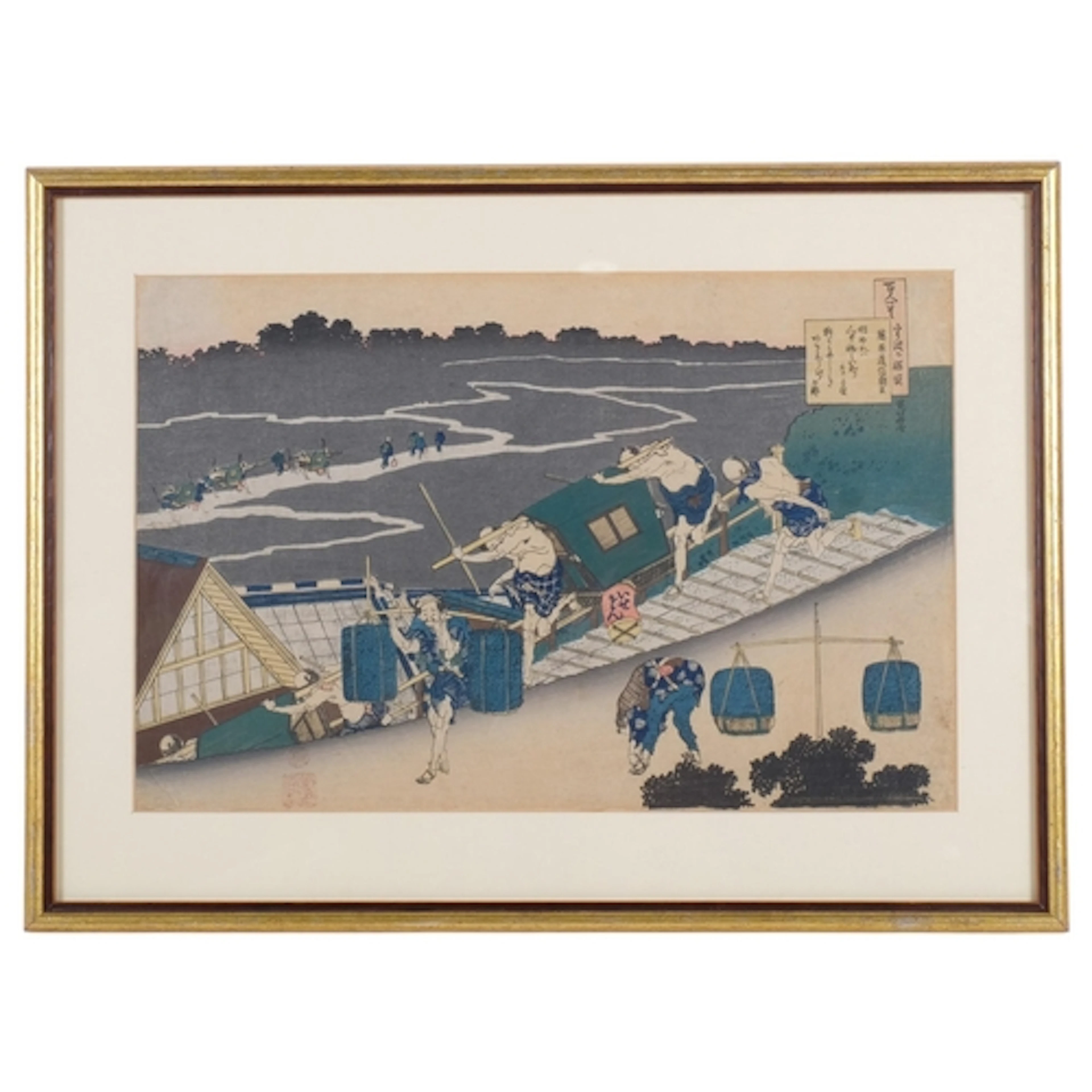 A Japanese woodblock print "One Hundred Poets", 34cm x 46cm ...