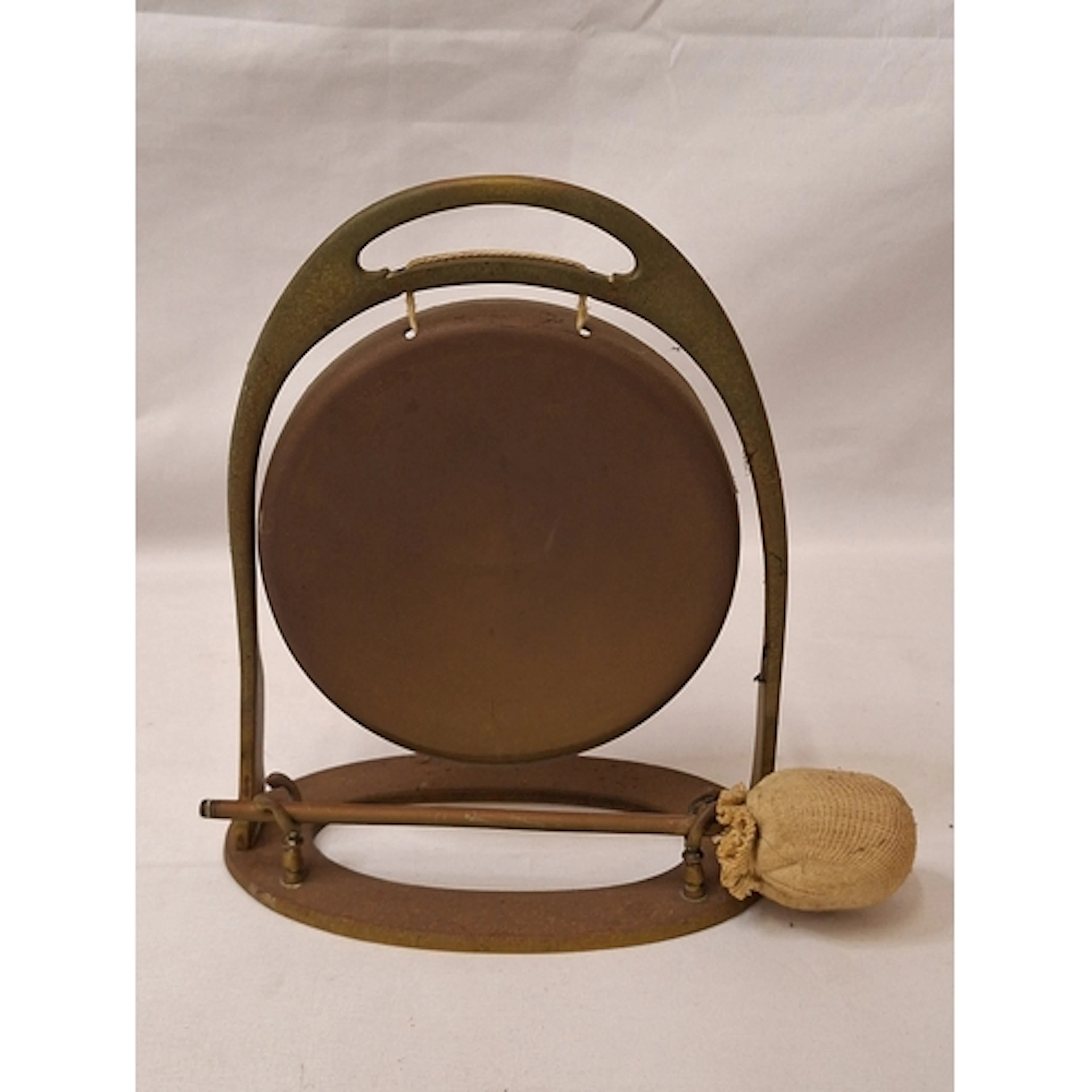 Brass Table Top Dinner Gong with beater, gong approx. 15cm d...